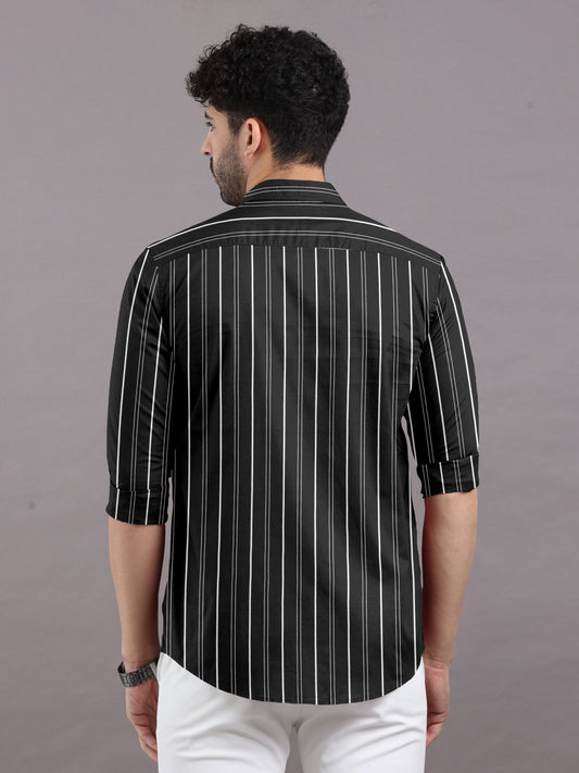Elegant in Black and White Stripes Shirt