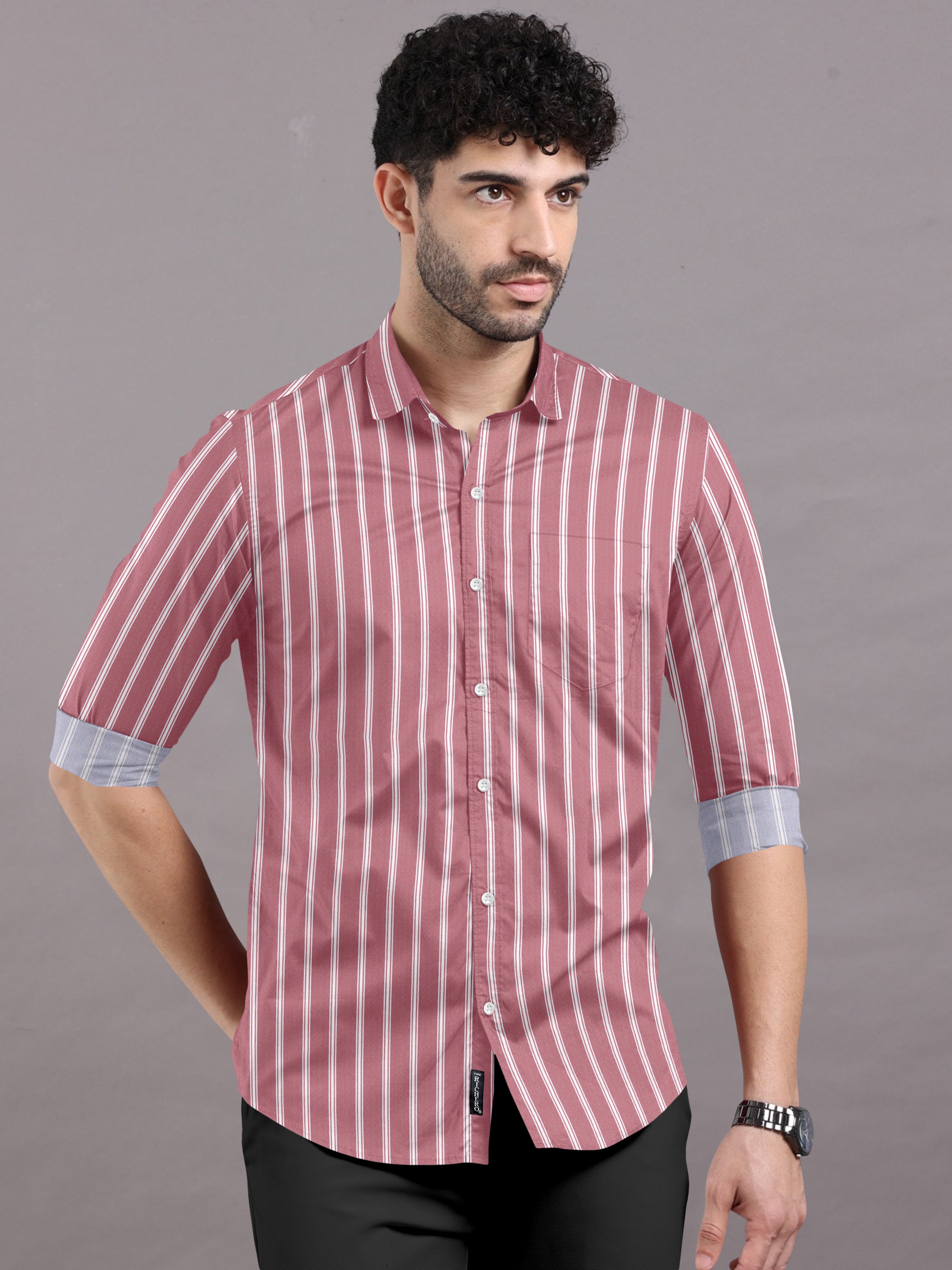 Mauve Pink Stripes Shirt