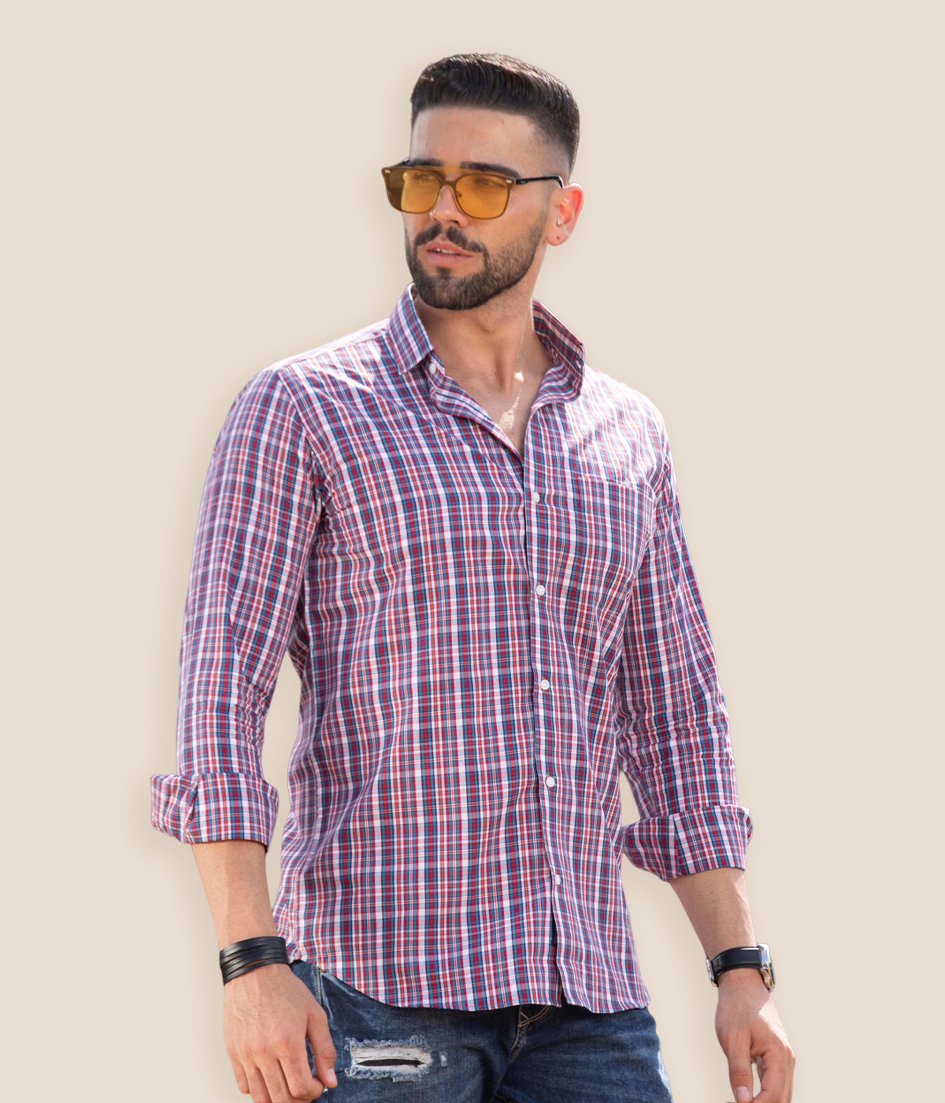  Striking Red & Blue Checks Shirt