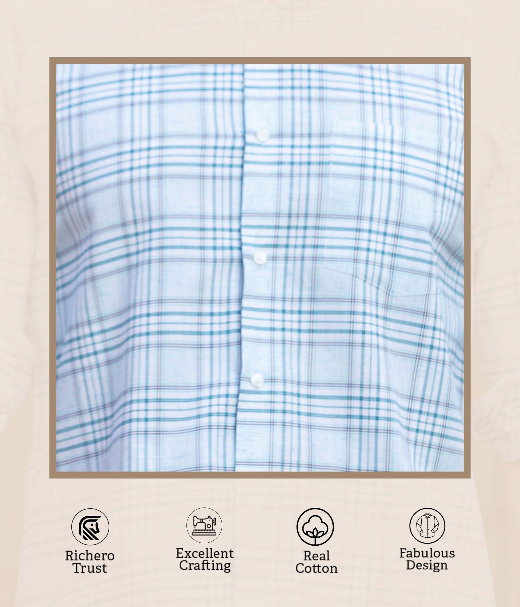 Pure cotton dobby checks men's sky blue shirt for casual & formal wear