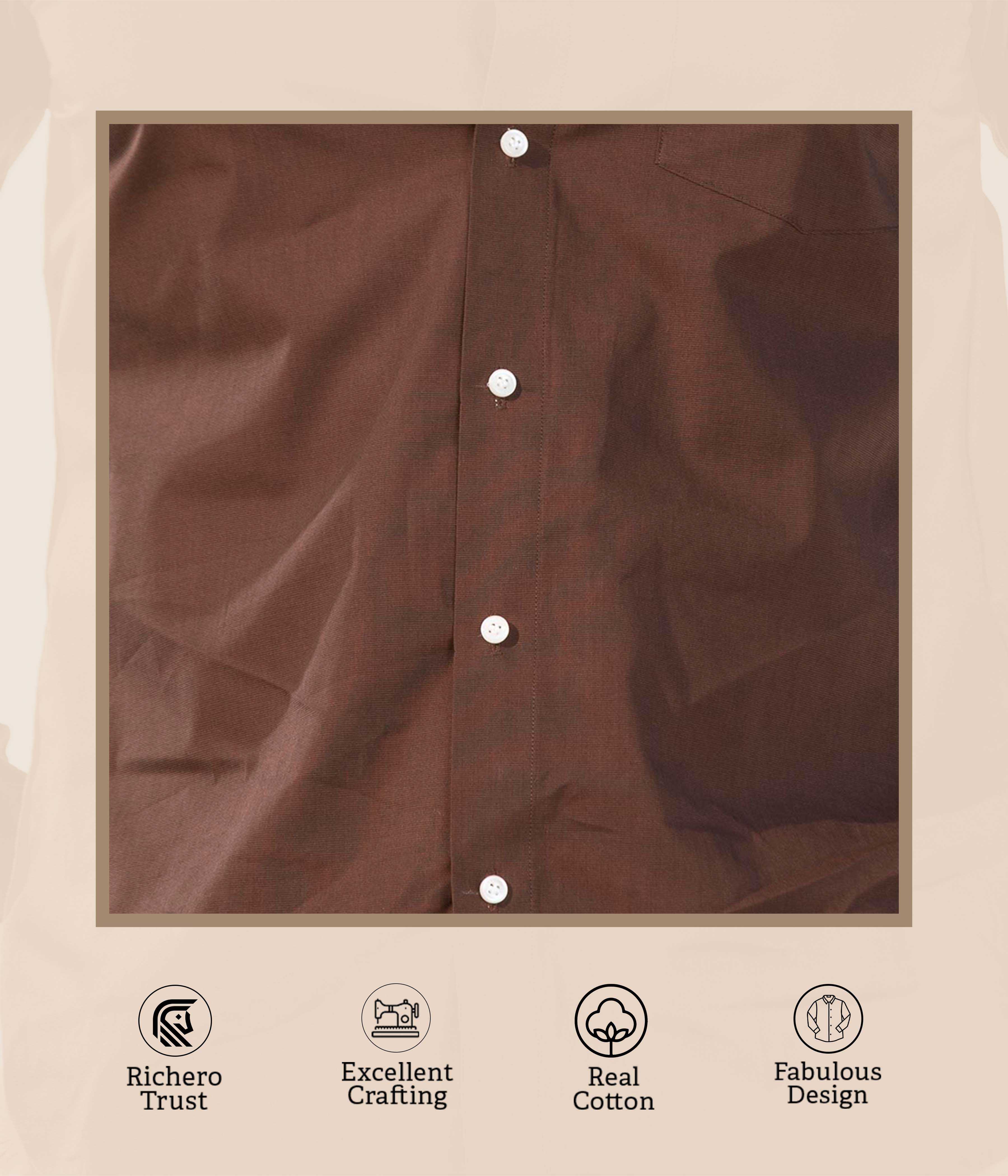 Plain walnut brown color cotton shirt