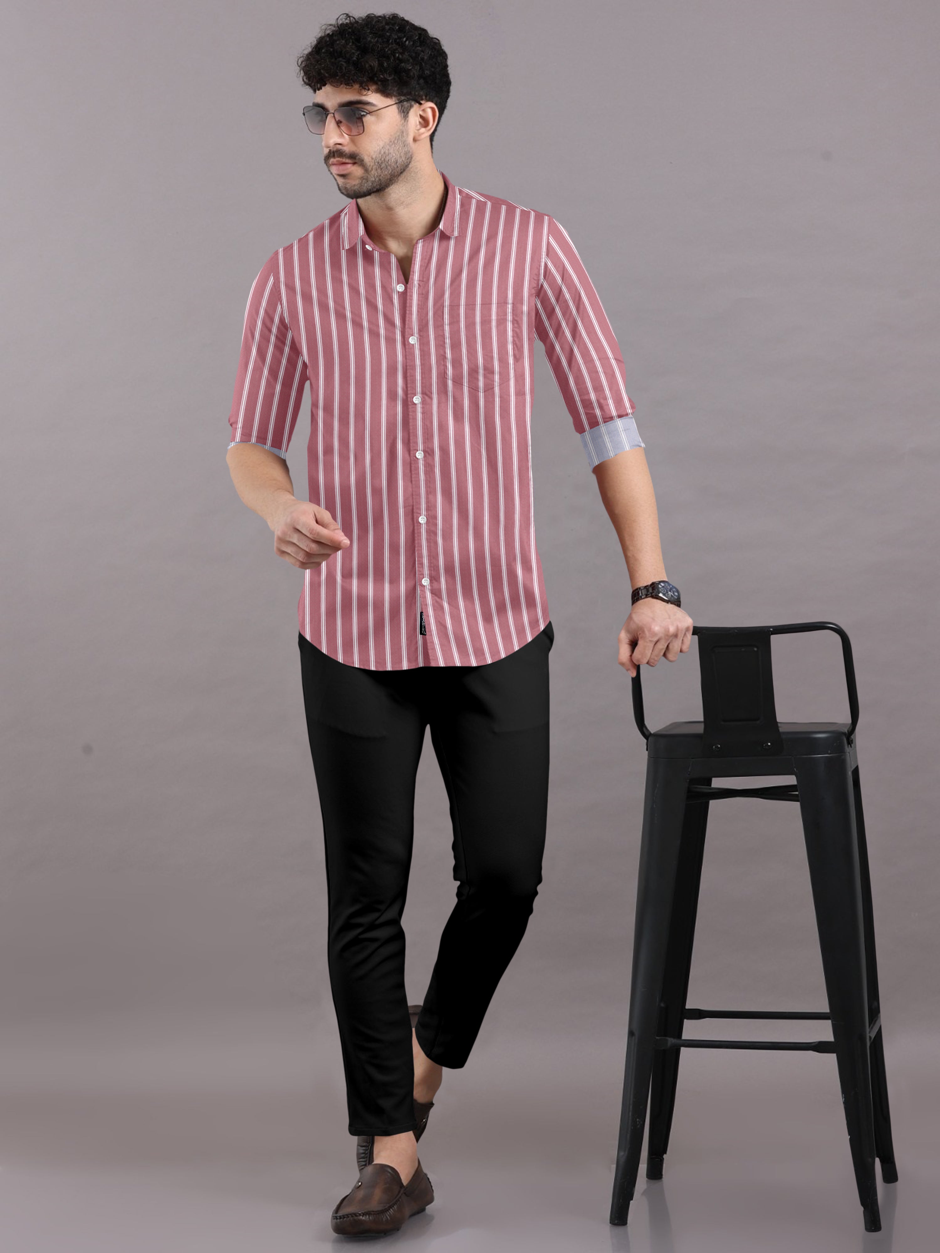 Mauve Pink Stripes Shirt