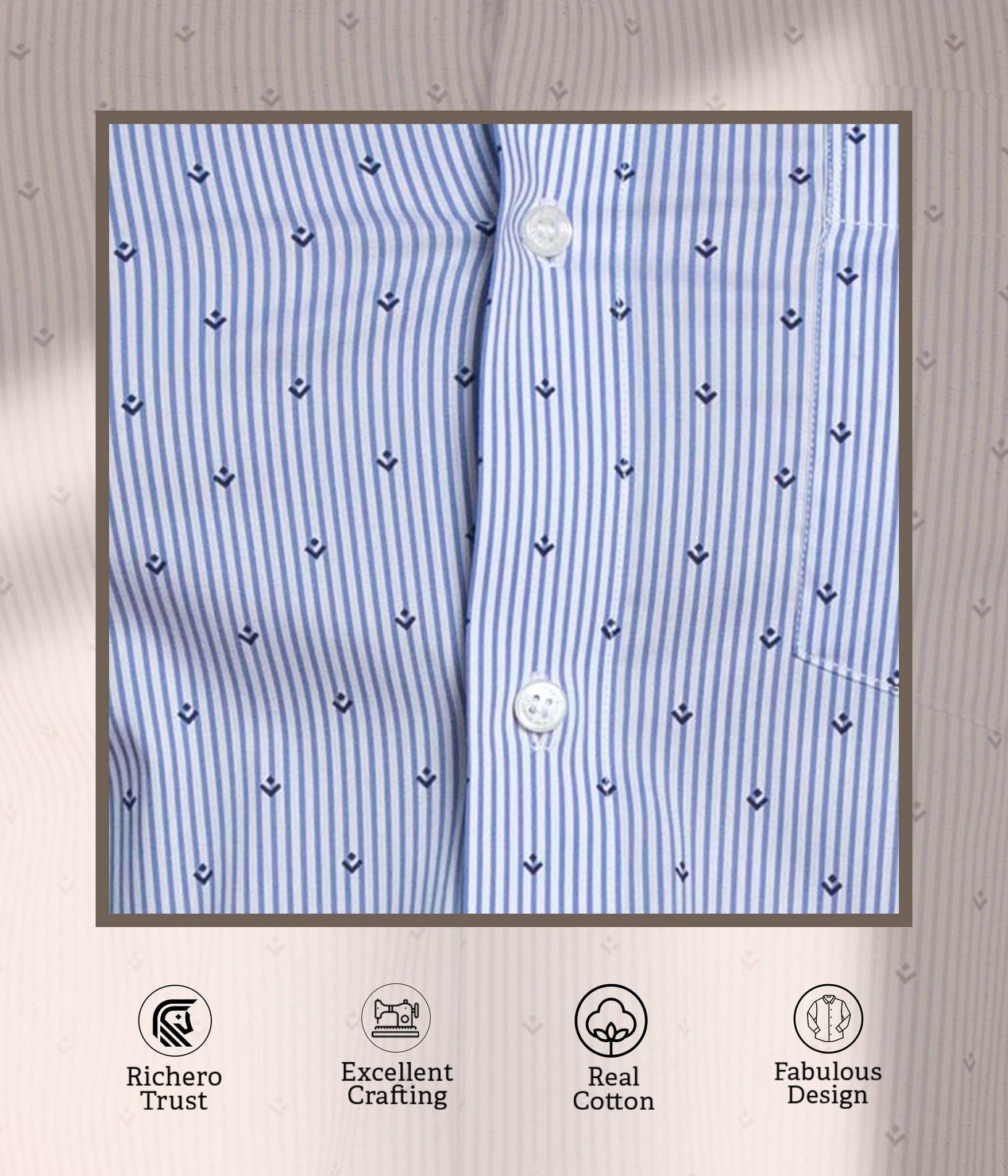 Printed aqua stripes formal shirt