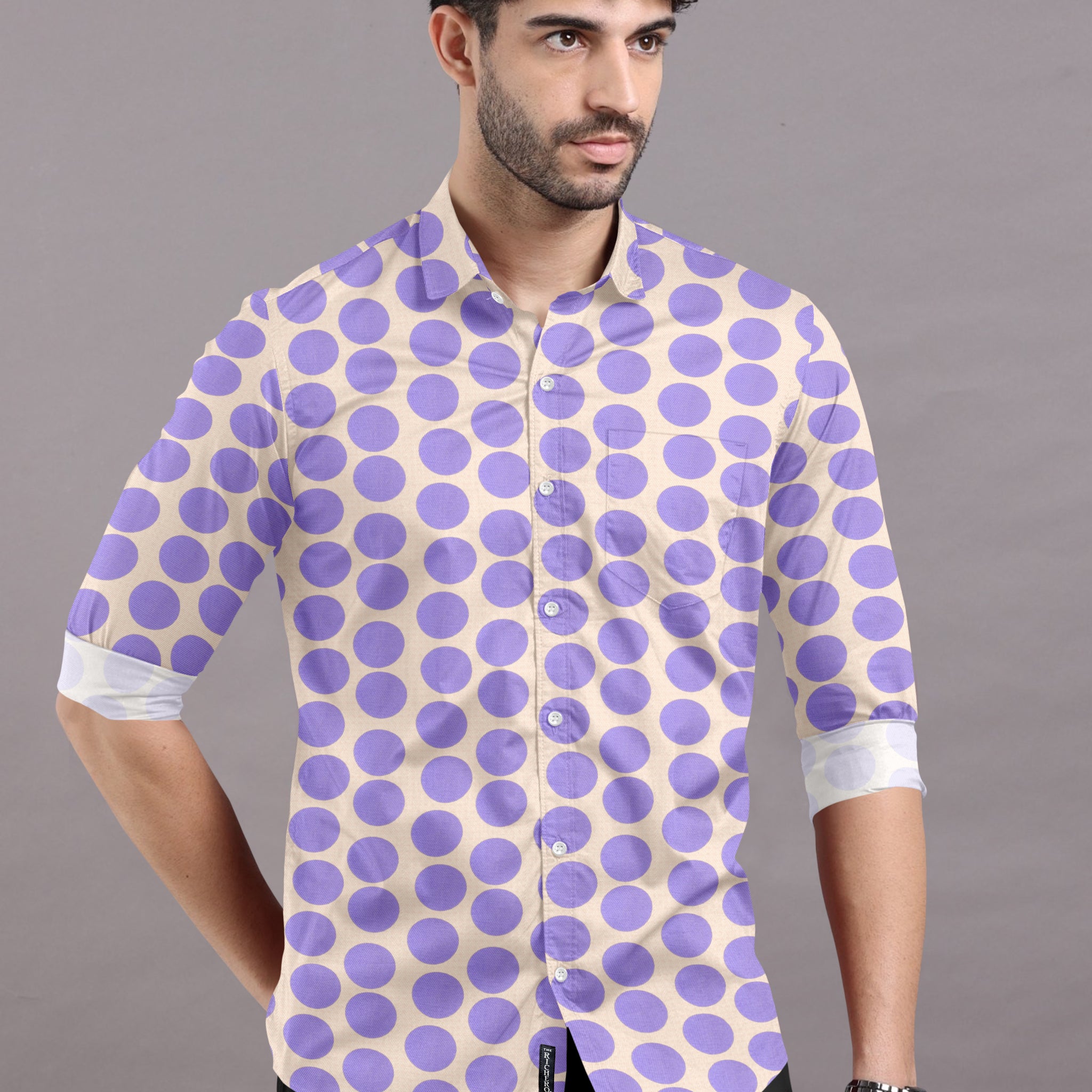 Lavender Dots Printed Shirt
