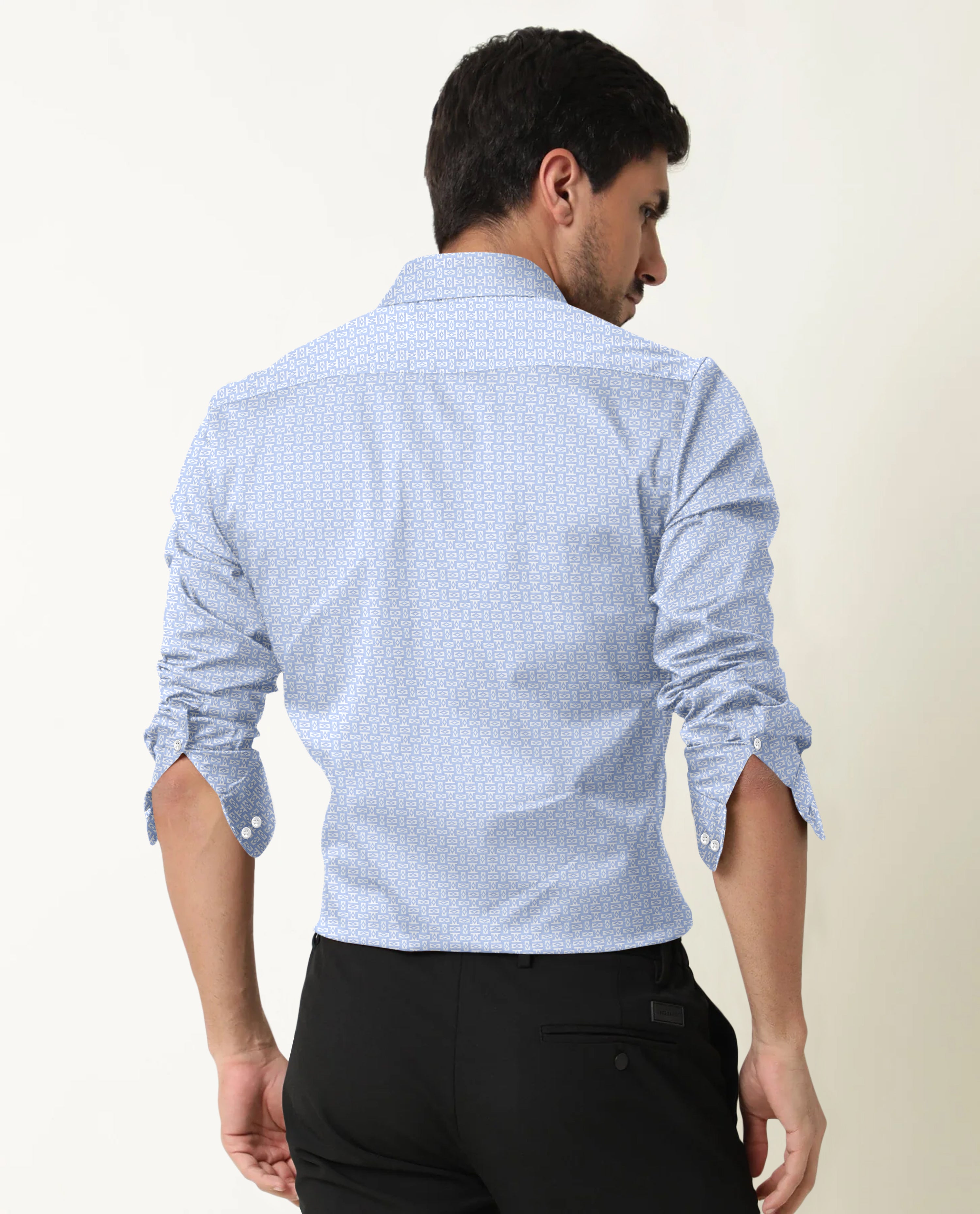 Ice-Blue Self-Weave Shirt