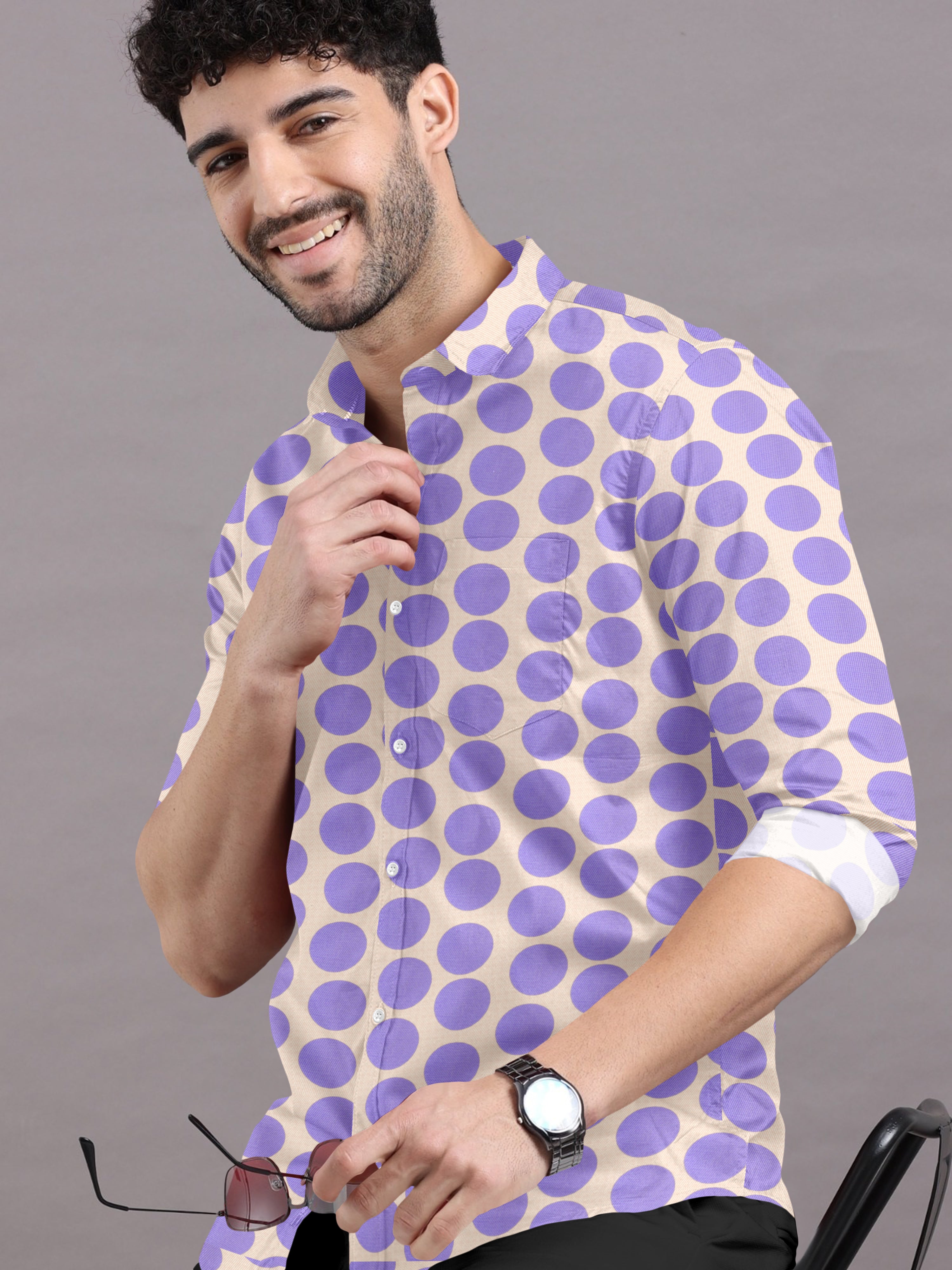 Lavender Dots Printed Shirt