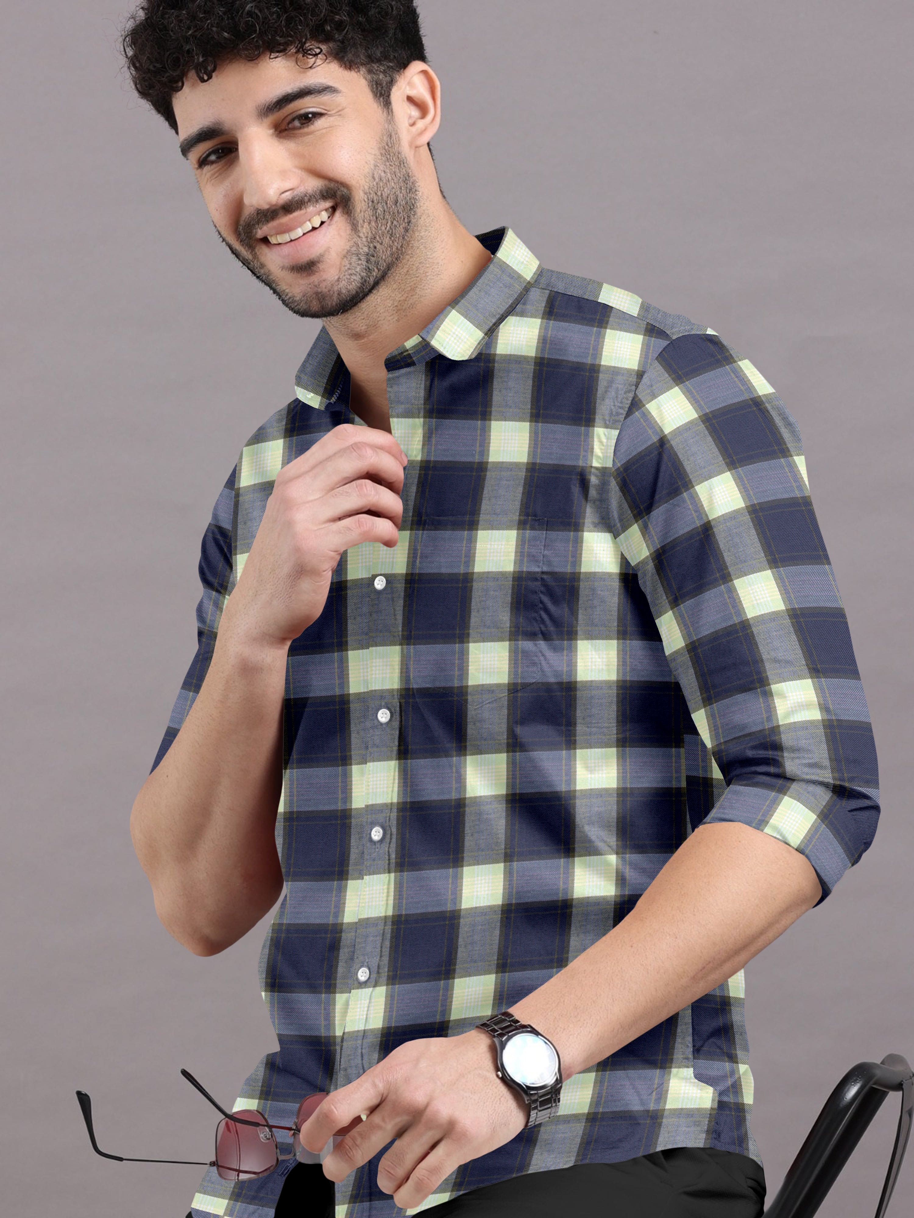 Blue & Grey Checks Shirt