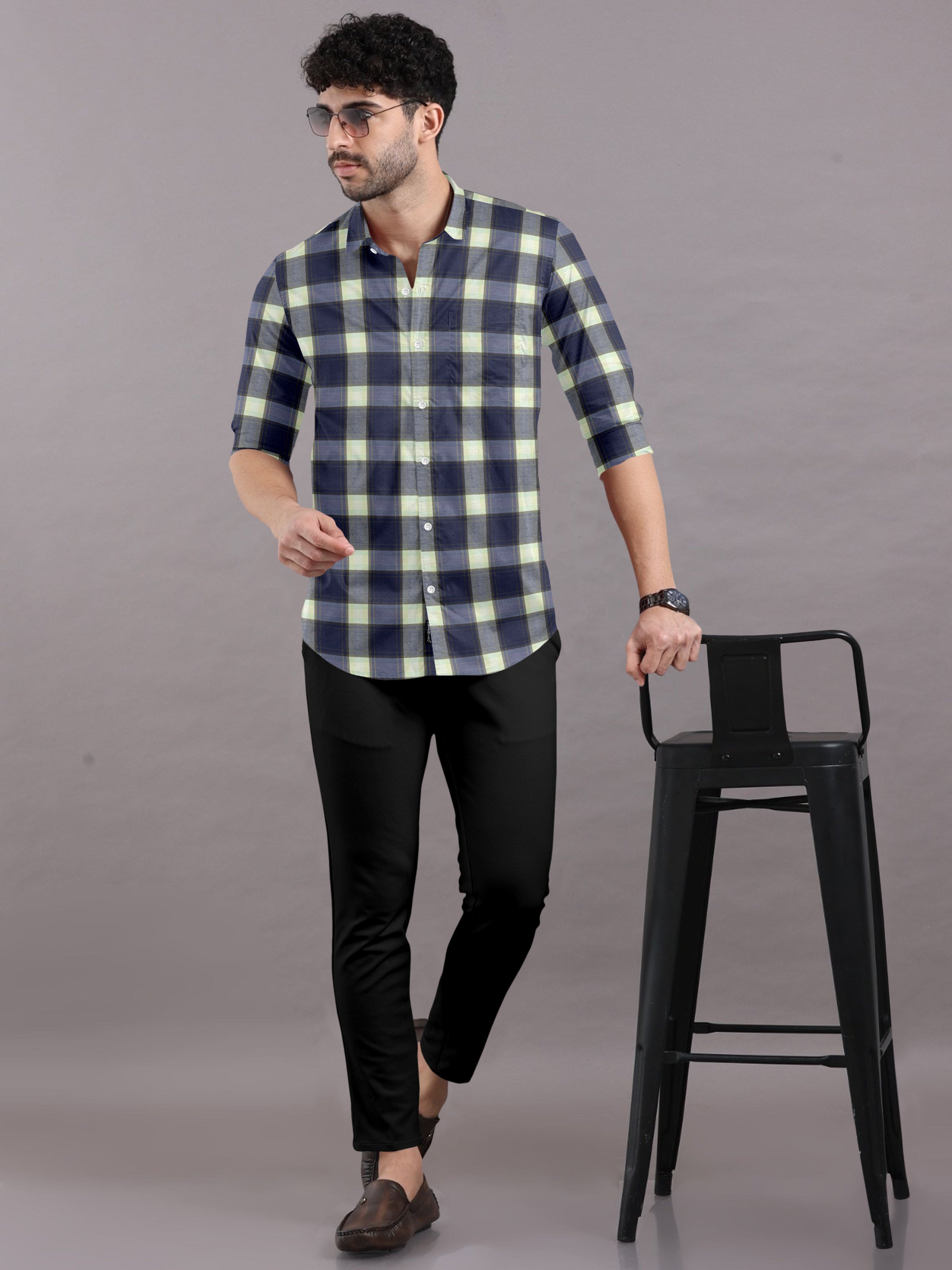 Blue & Grey Checks Shirt