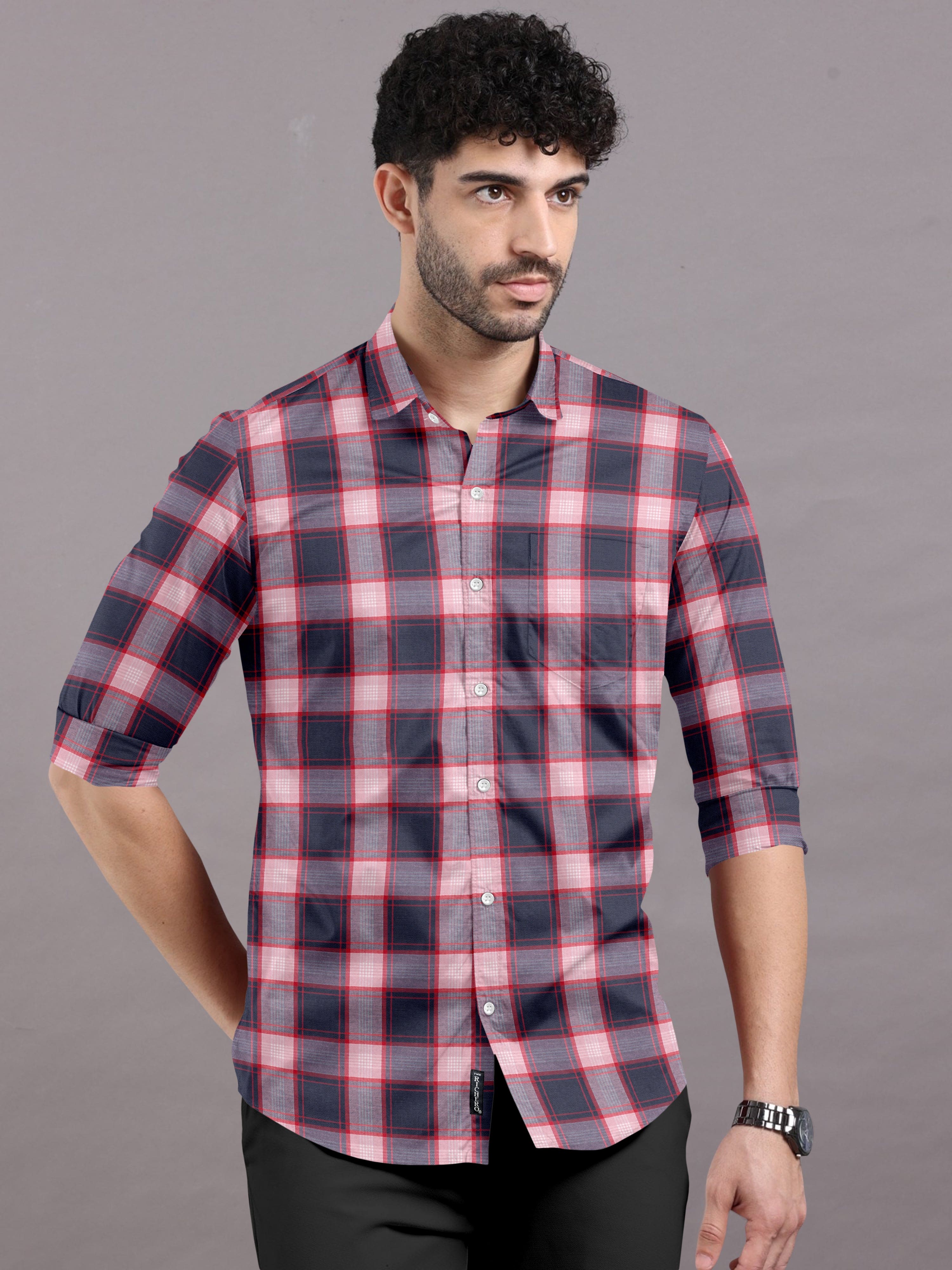 Blue & Red Checks Shirt