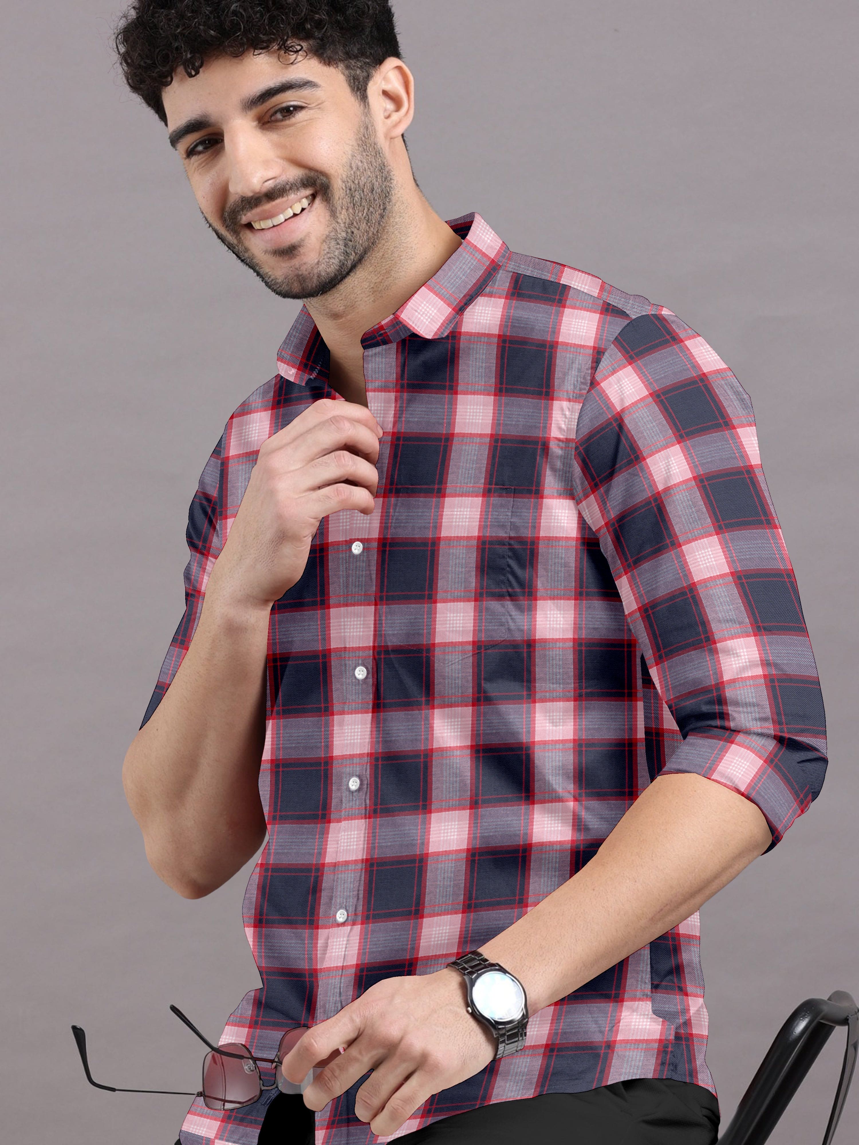 Blue & Red Checks Shirt