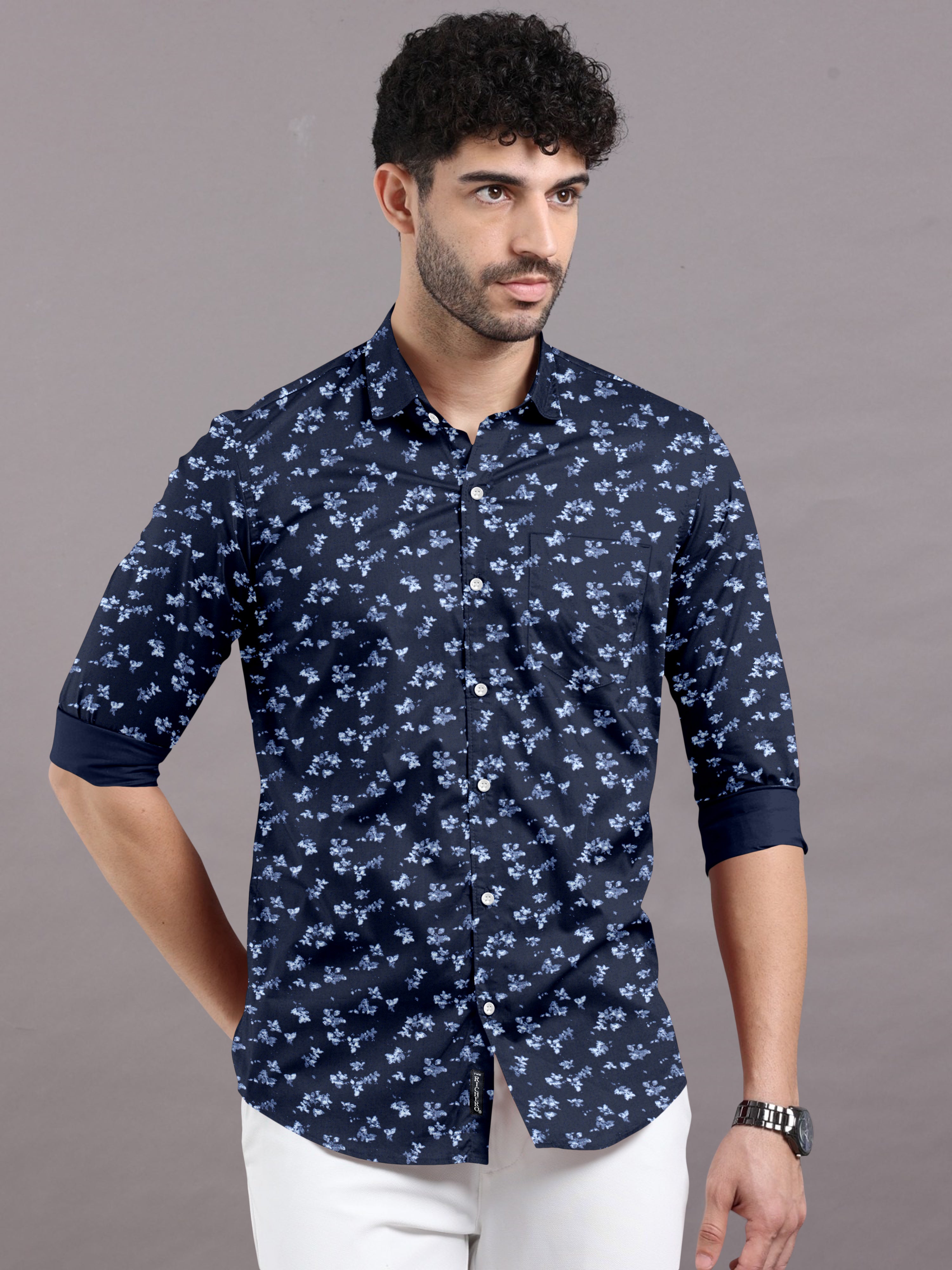 Prussian Blue Printed Shirt