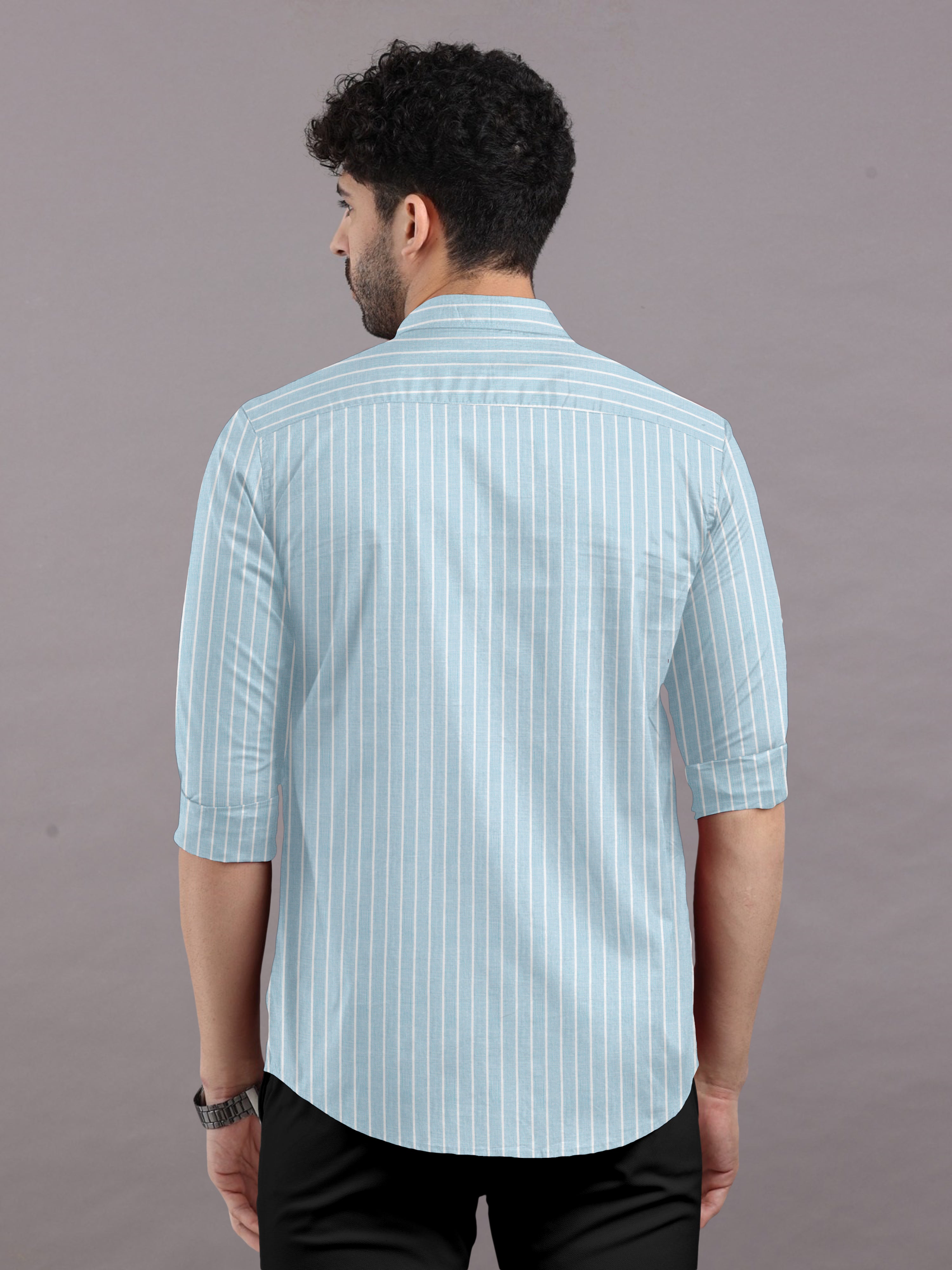 Light Sky Blue With Lighter Stripes Shirt