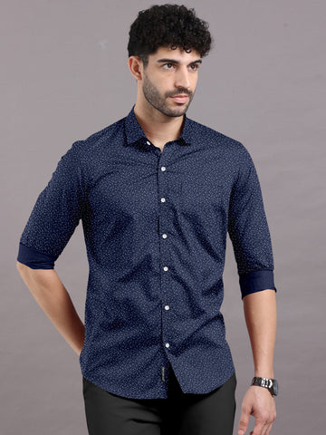 Stylish Dark Blue Printed Shirt