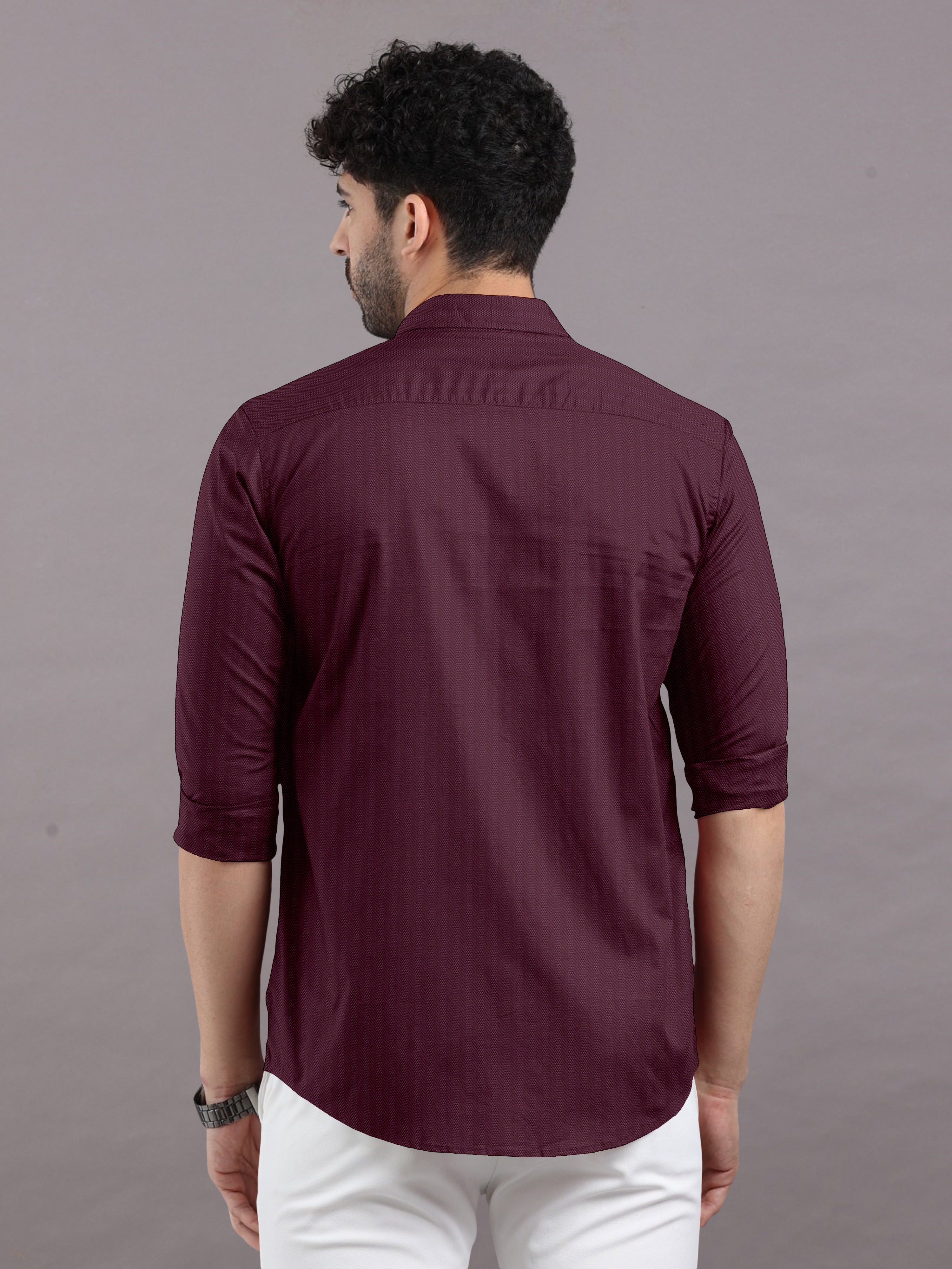 Maroon Self Shade Lines Printed Shirt