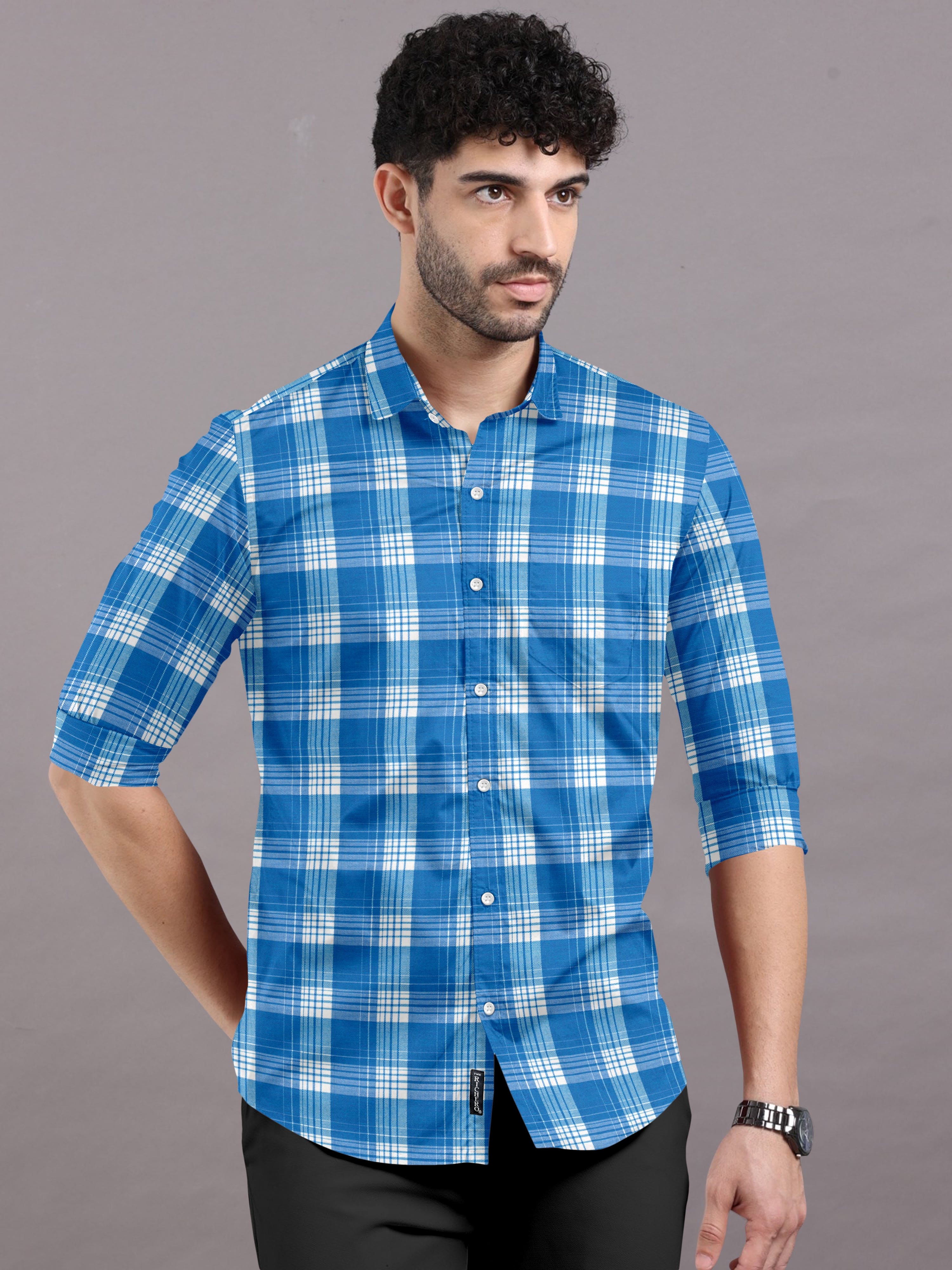 Blue check outlet shirt