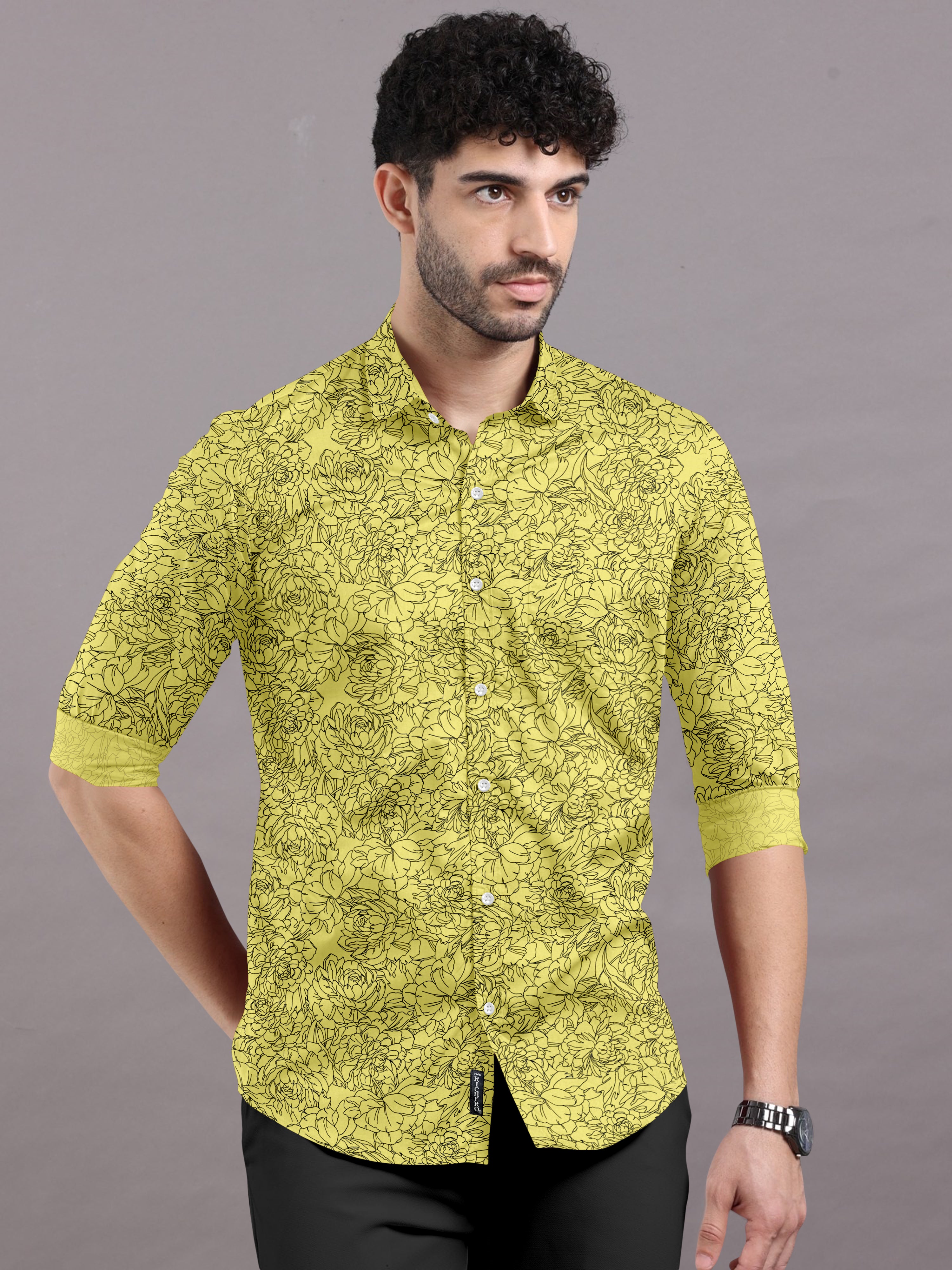 Lime & Noir Printed Shirt