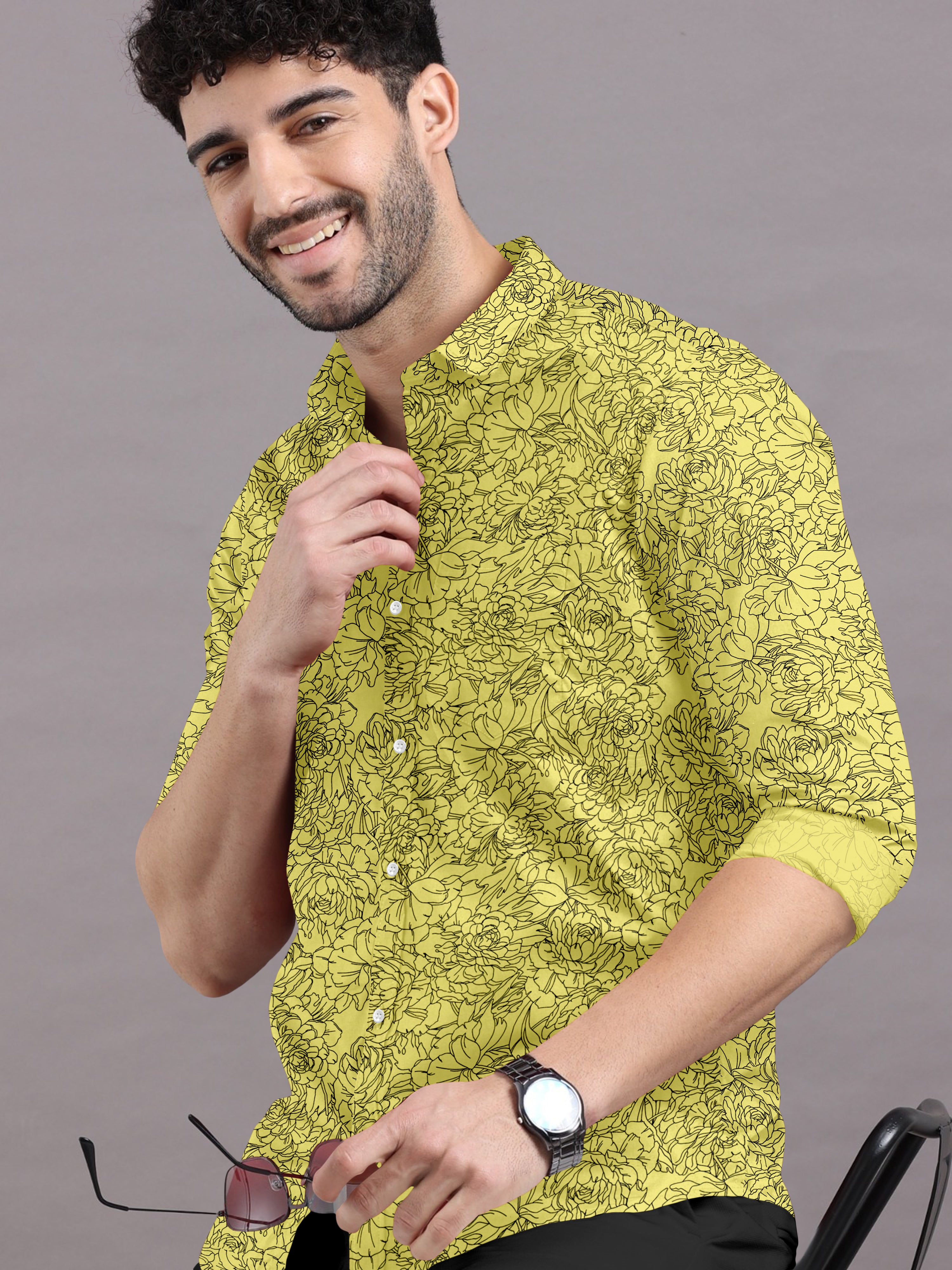 Lime & Noir Printed Shirt