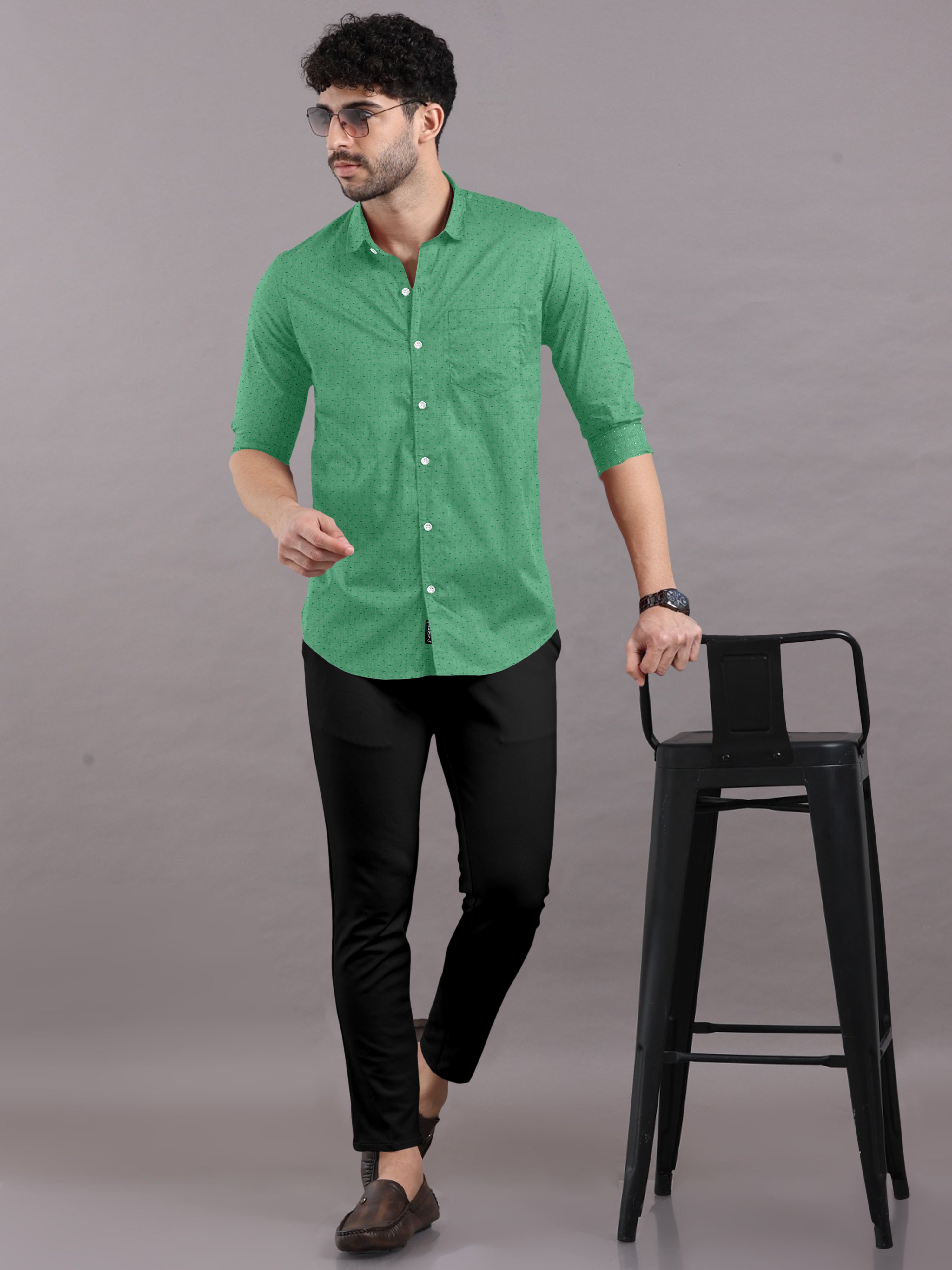 Fresh Green With Small Prints Shirt