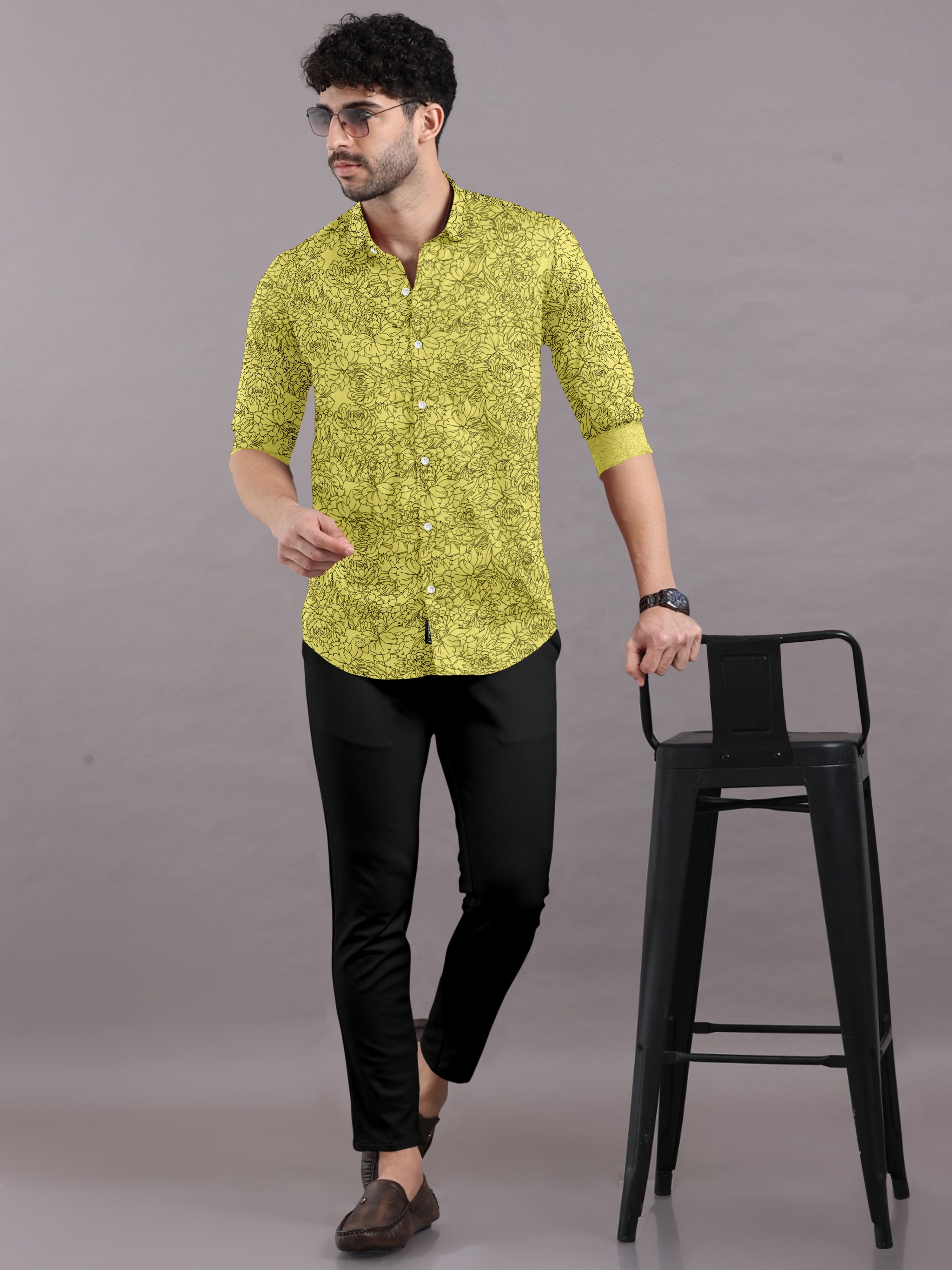 Lime & Noir Printed Shirt