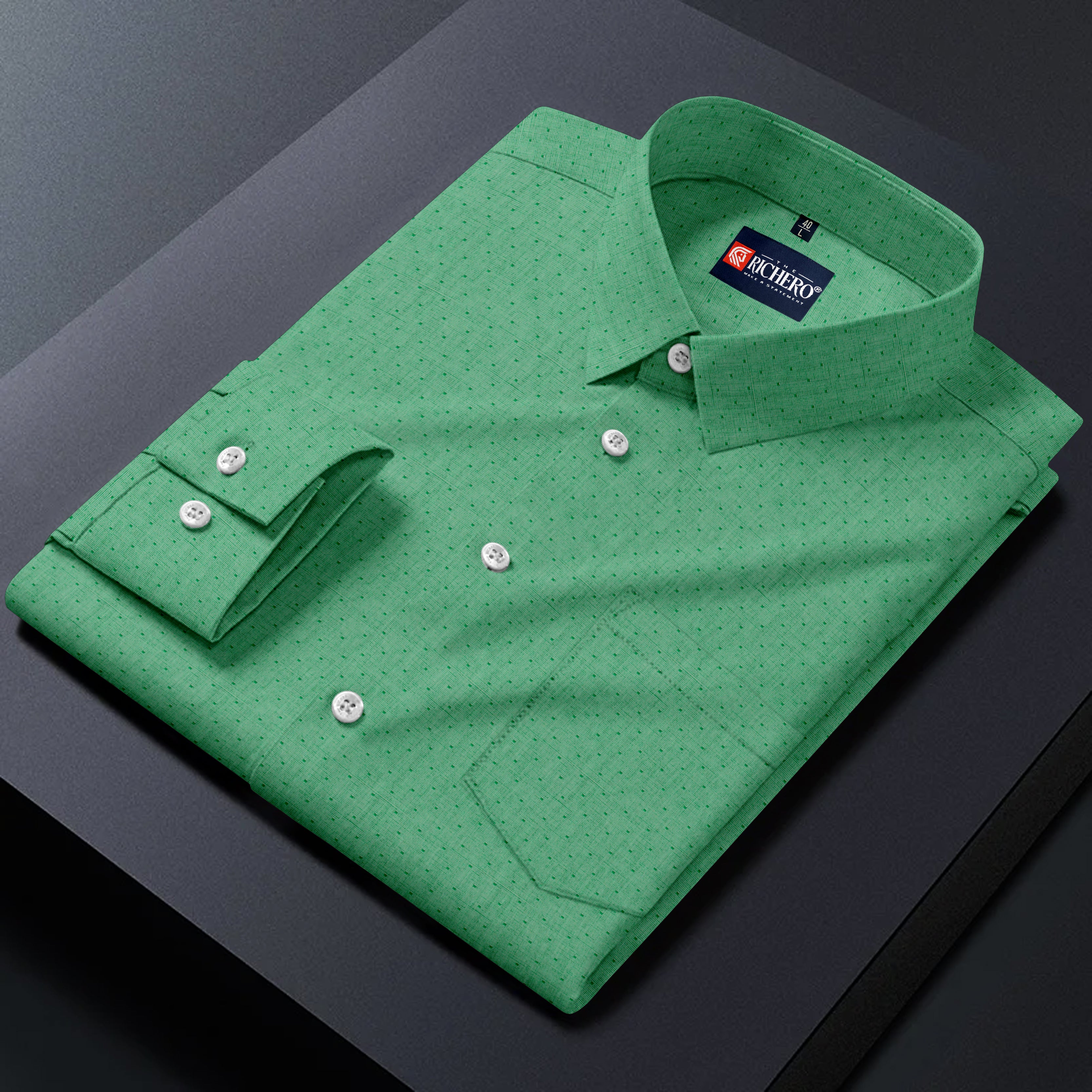 Fresh Green With Small Prints Shirt