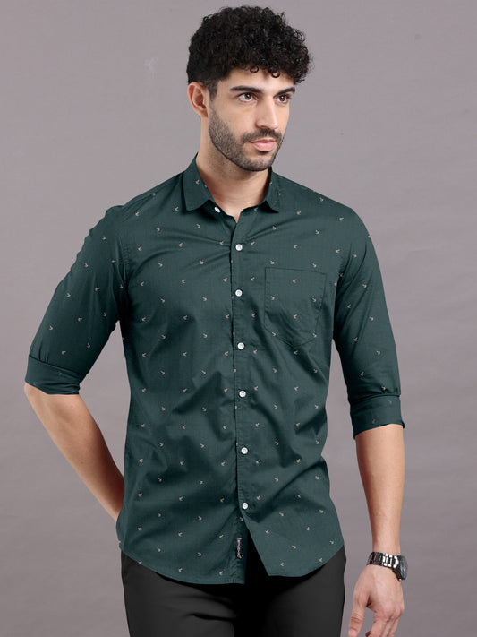 Refreshing Dark Turquoise Printed Shirt