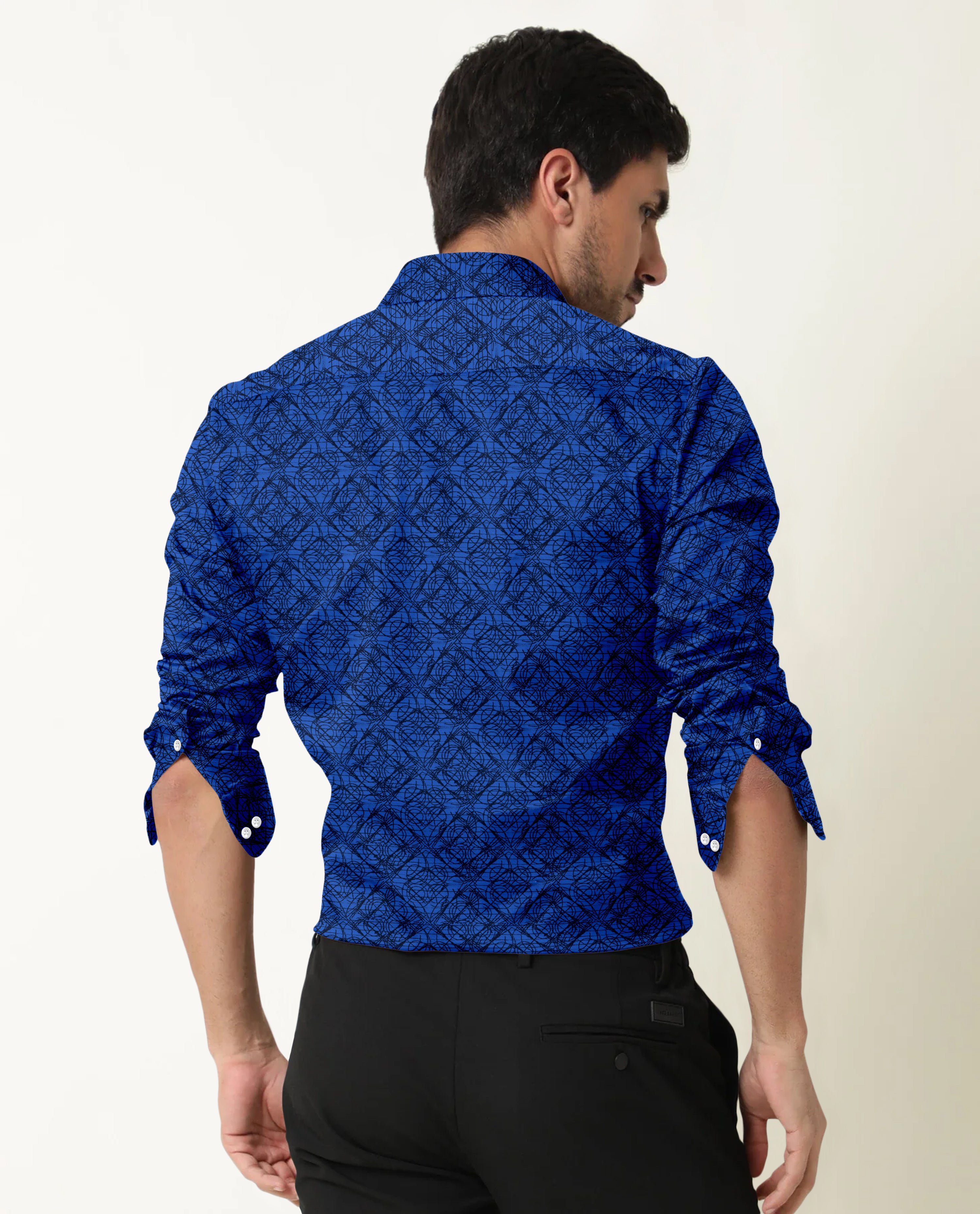 Intricate Abstract Print Sapphire Blue Shirt