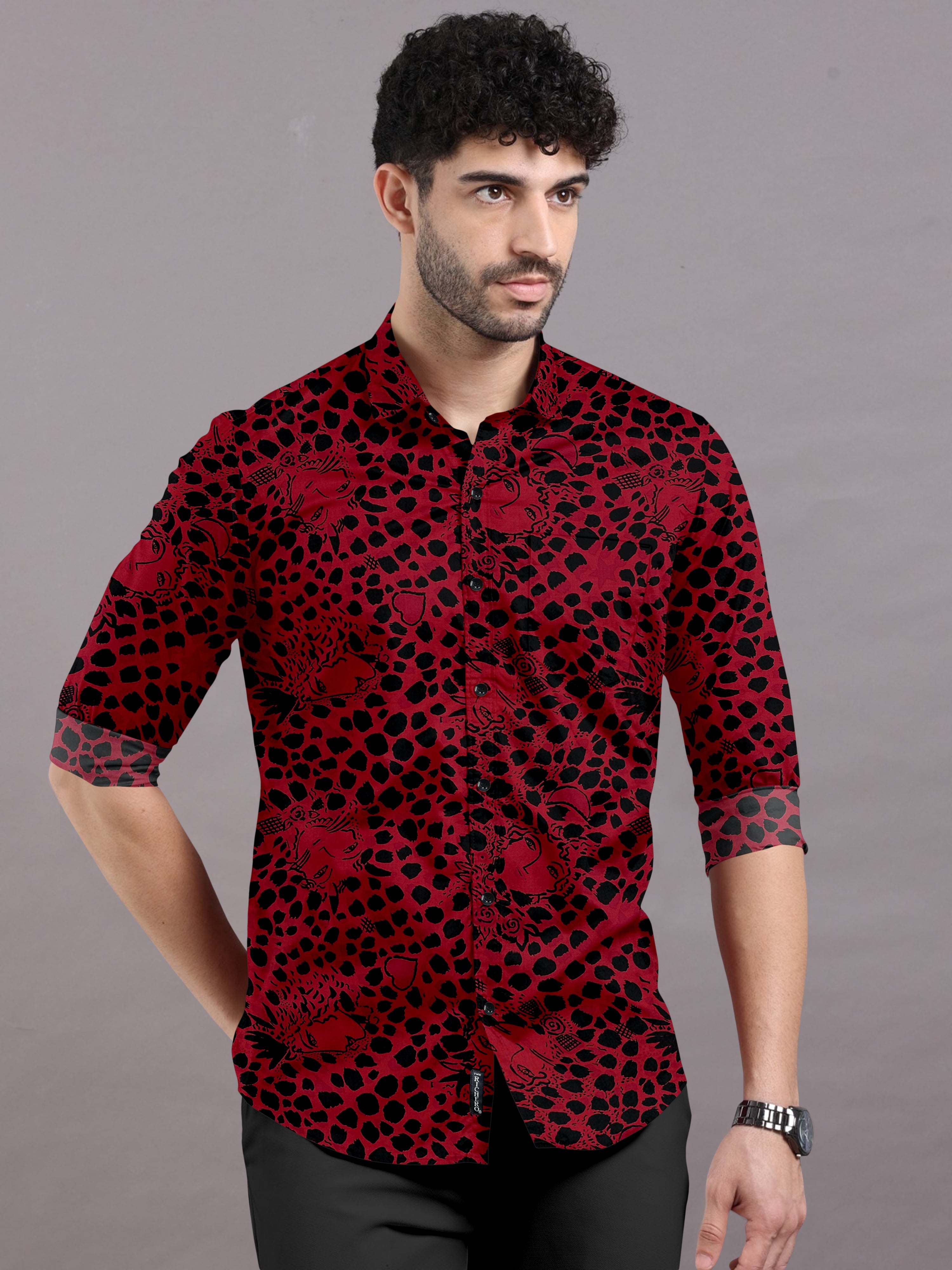 Wild Red Doted Printed shirt