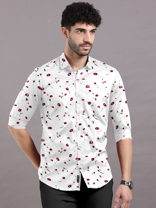 Artistic Vibes With Floral Prints on White Shirt