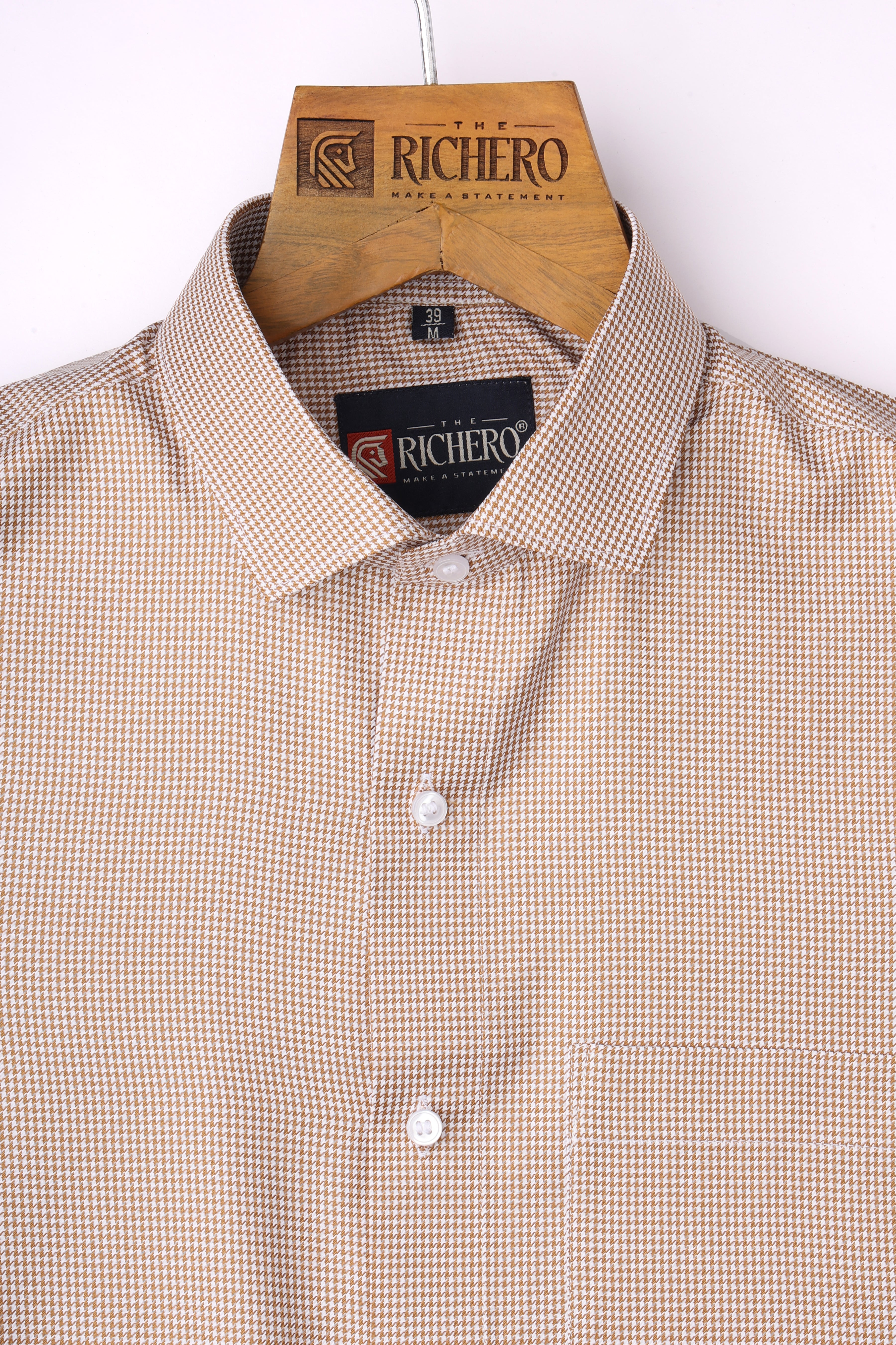 Zigzag Cream Giza Cotton Men's Shirt