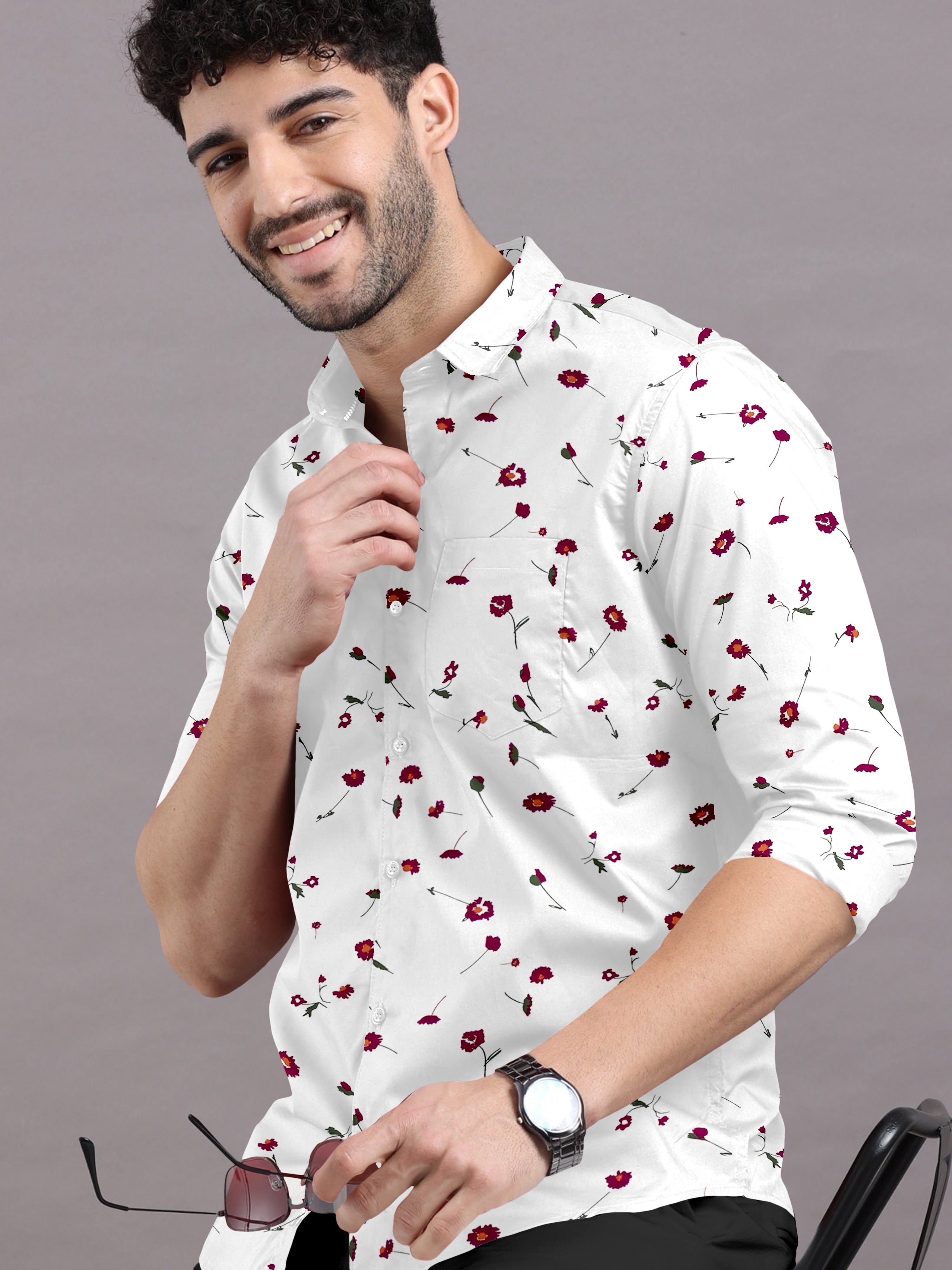 Artistic Vibes With Floral Prints on White Shirt