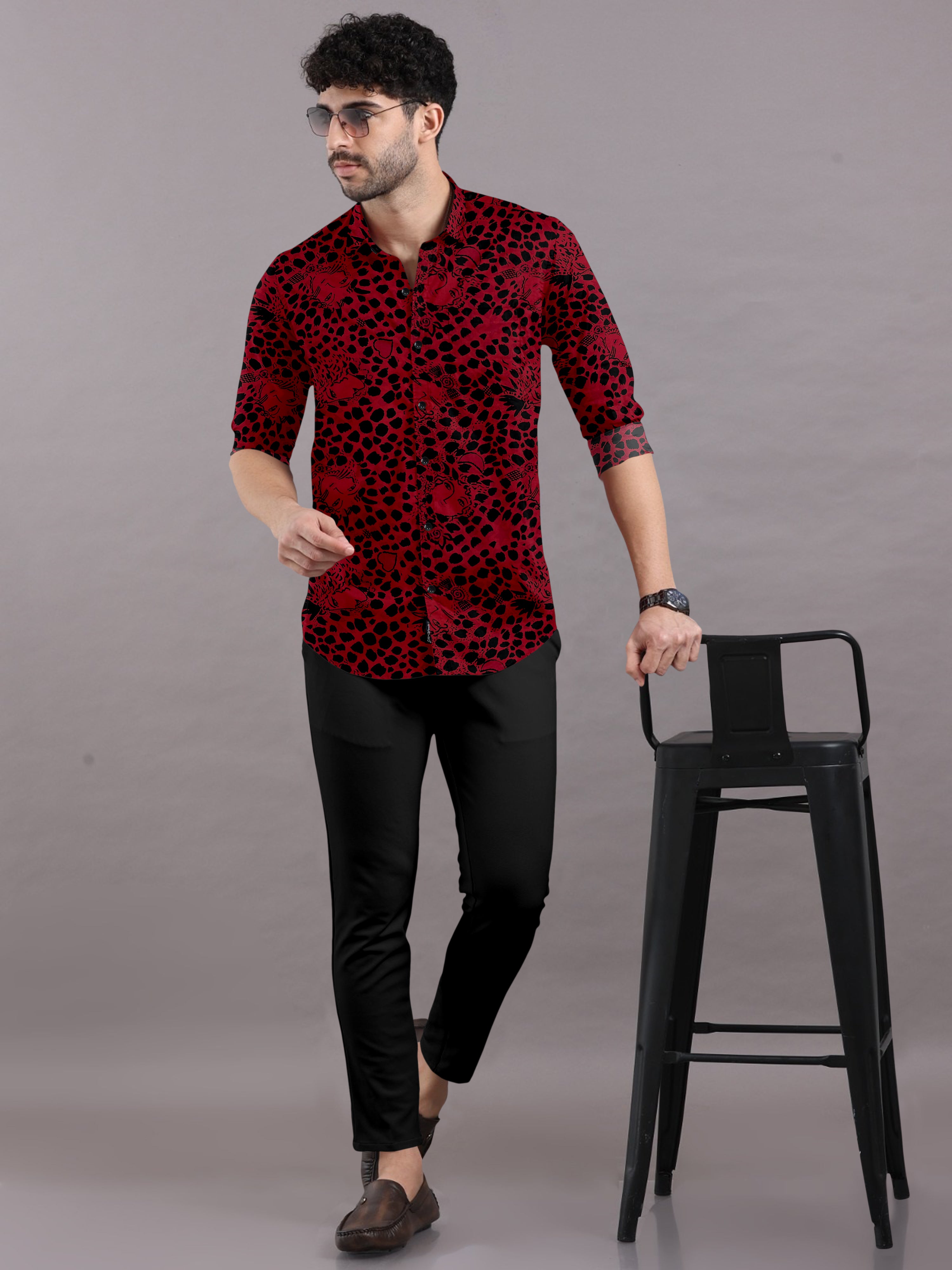 Wild Red Doted Printed shirt