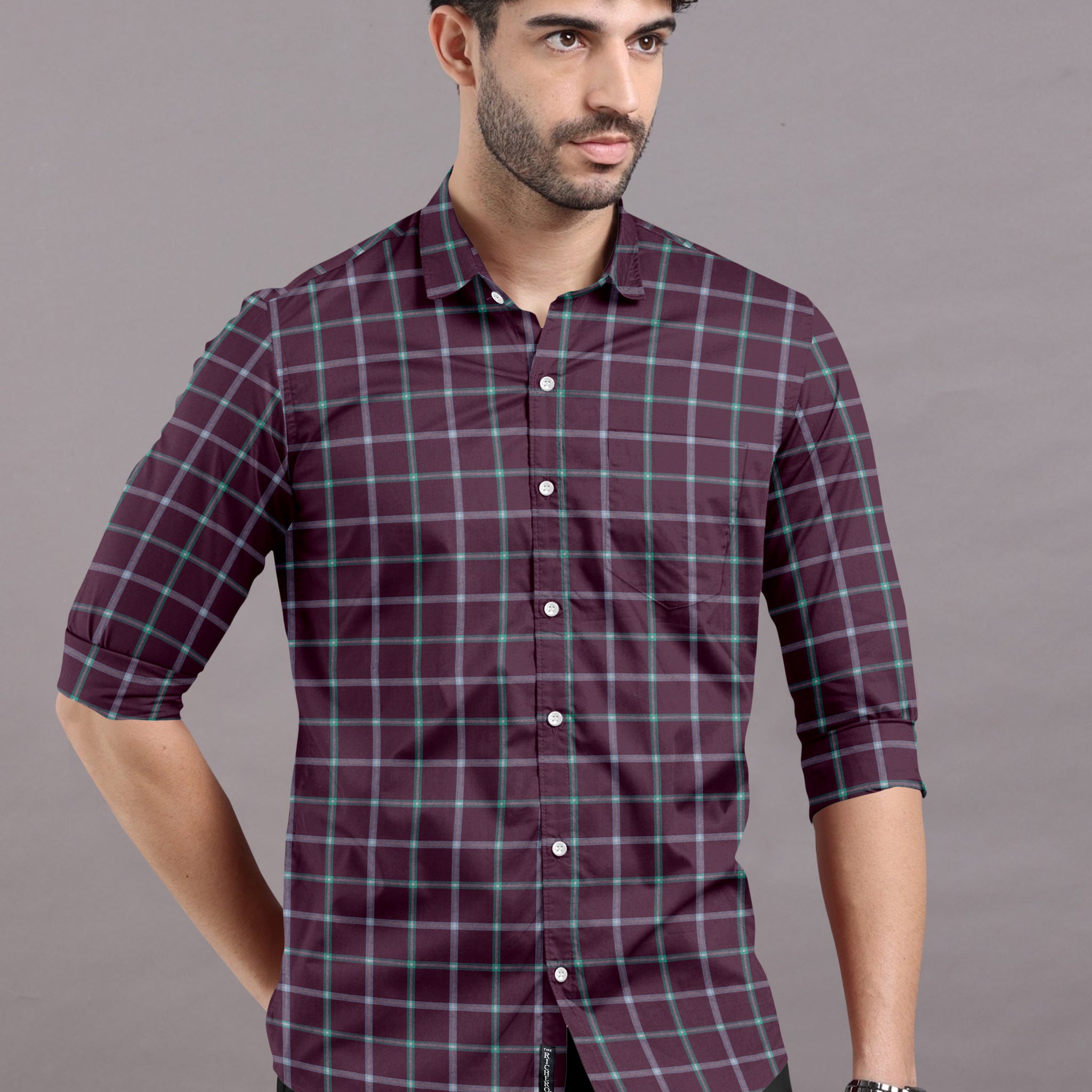 Appealing Maroon Chequered Shirt