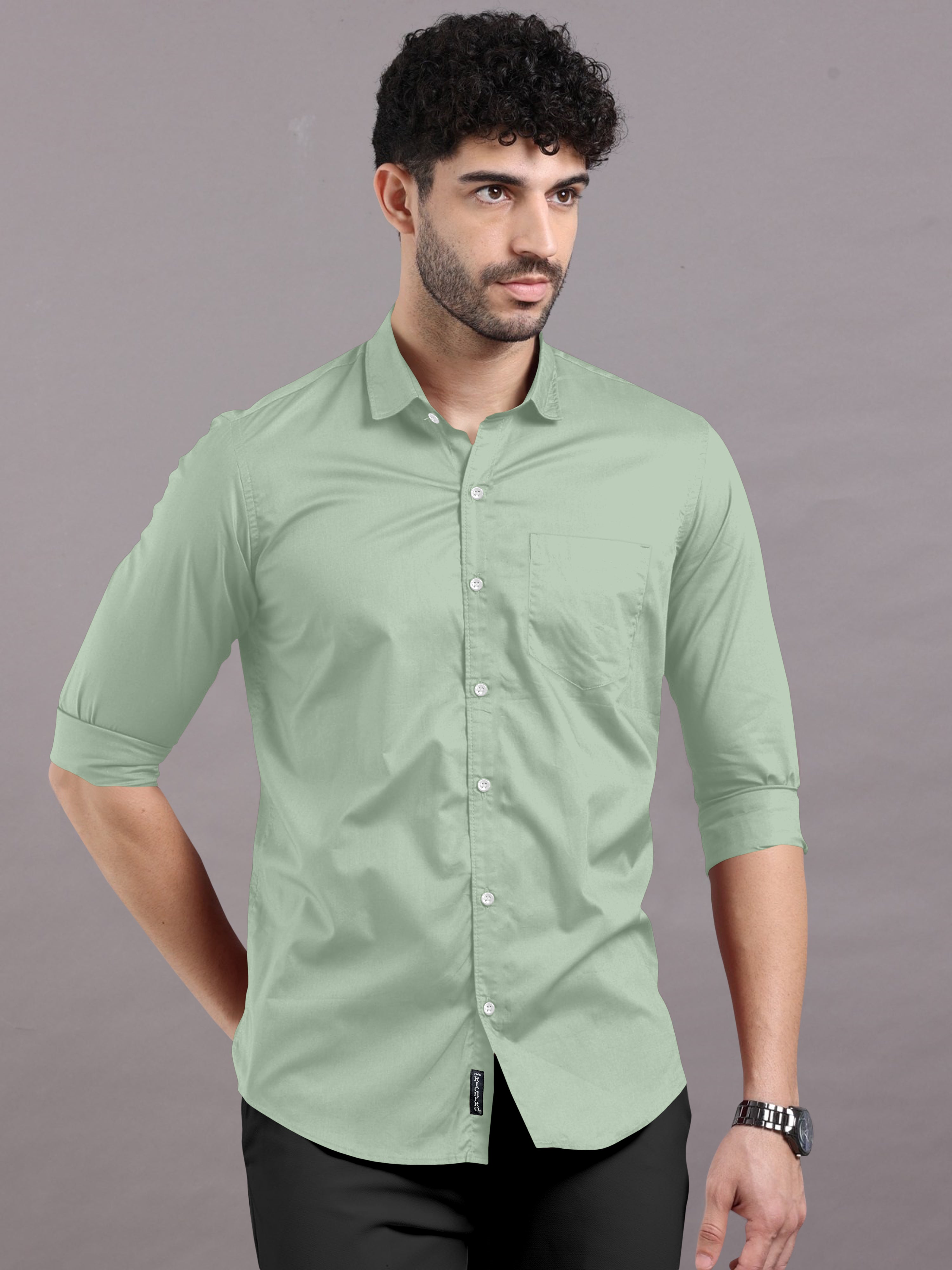 Glacial Green Plain Shirt