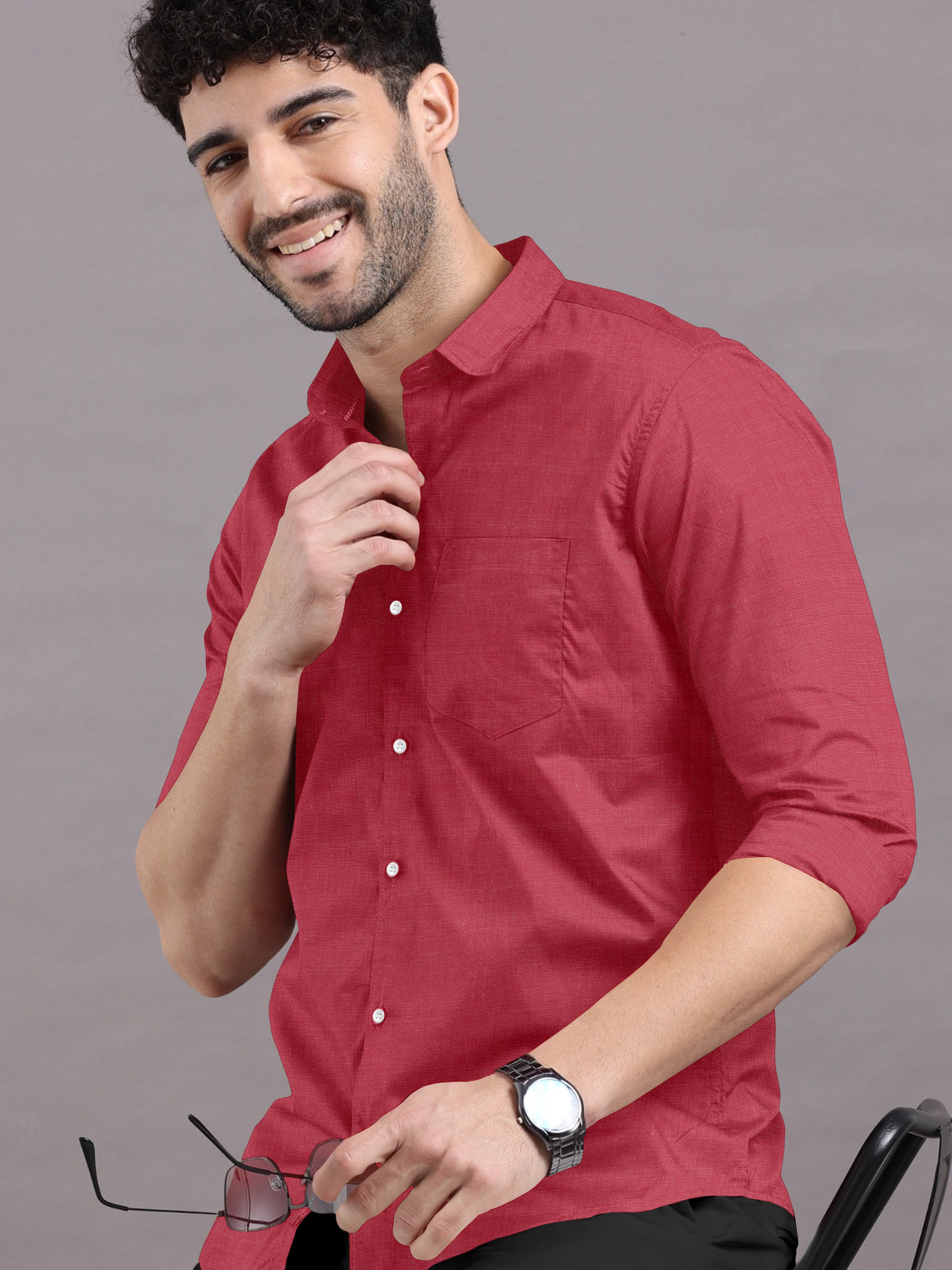 Plain Coral Red Shirt