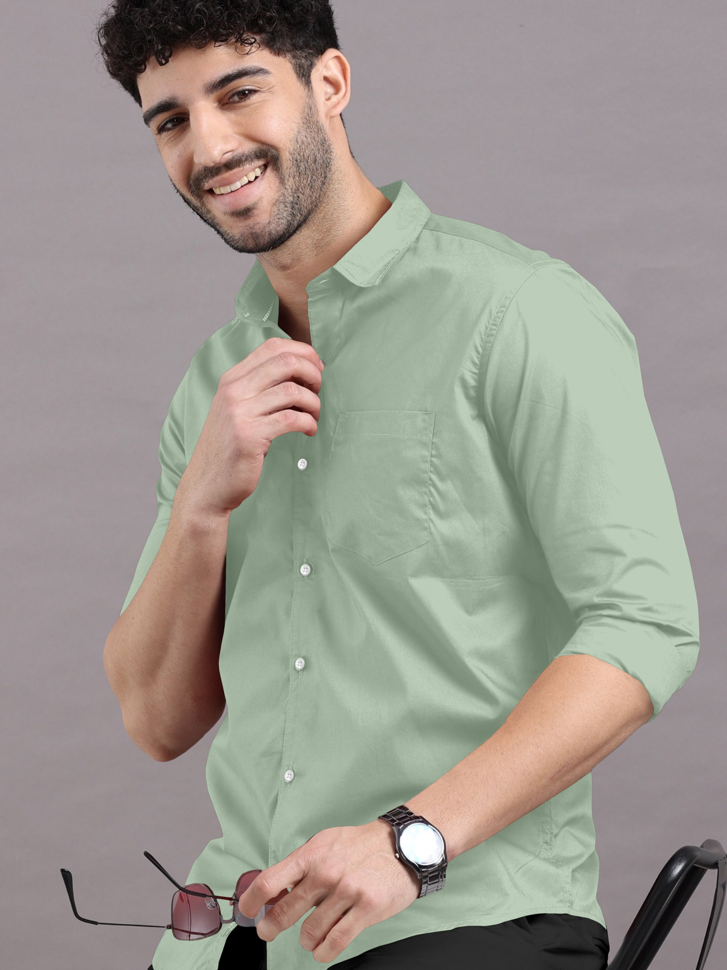 Glacial Green Plain Shirt