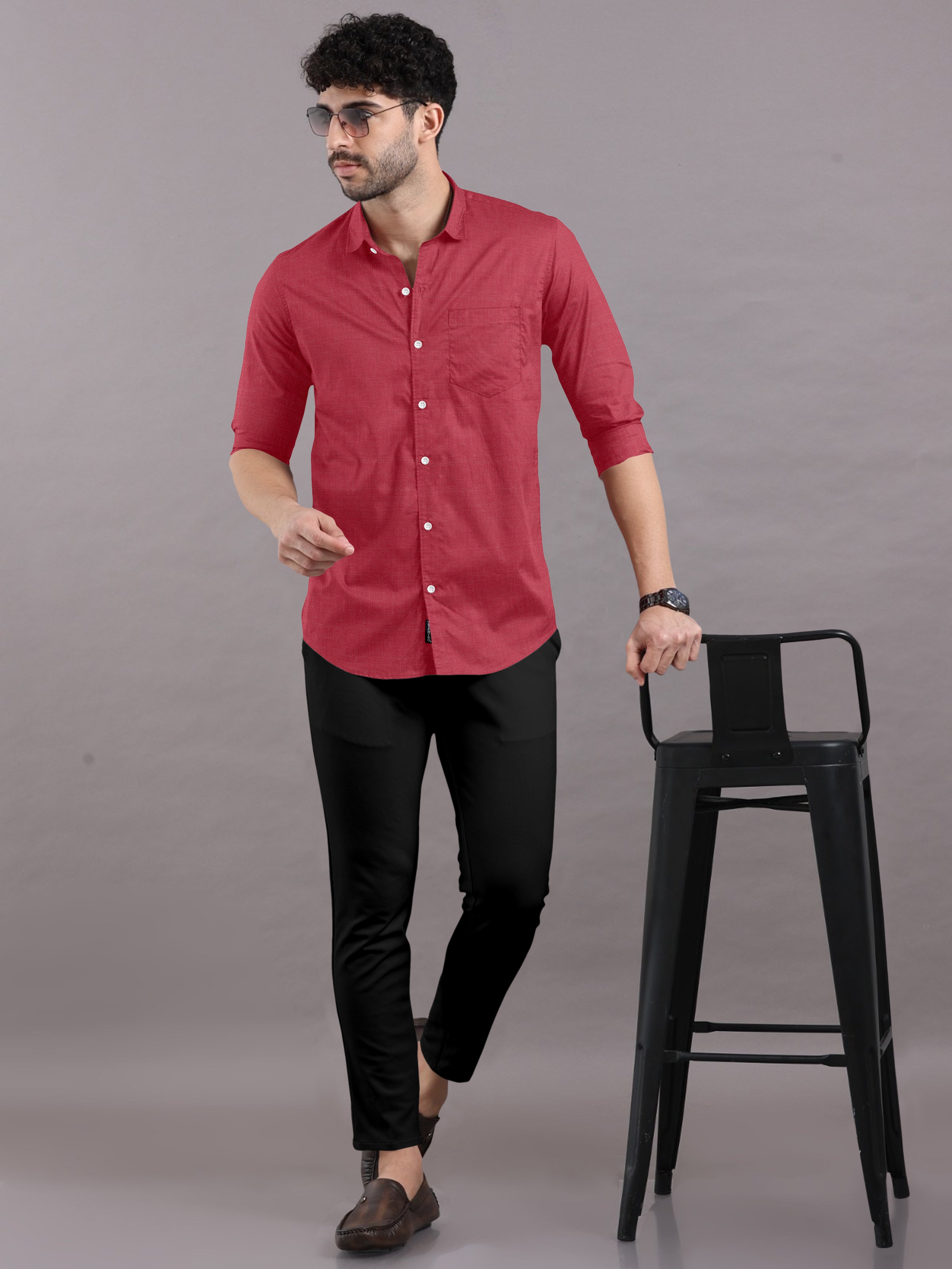 Plain Coral Red Shirt