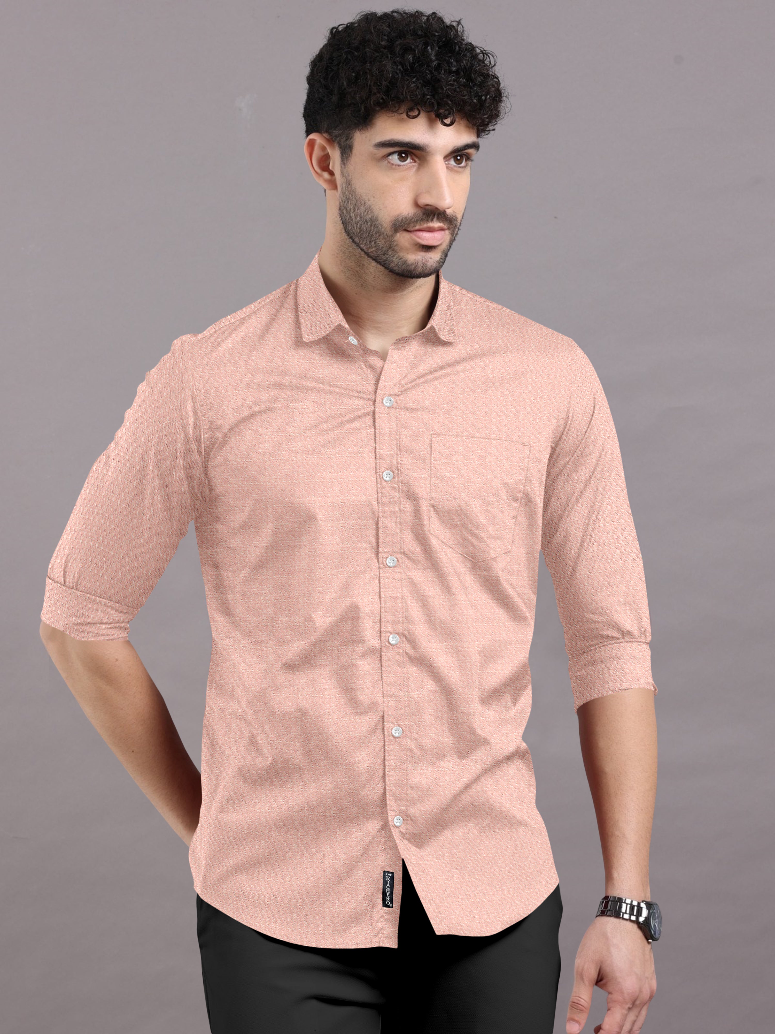 Plain Light Peach Shirt