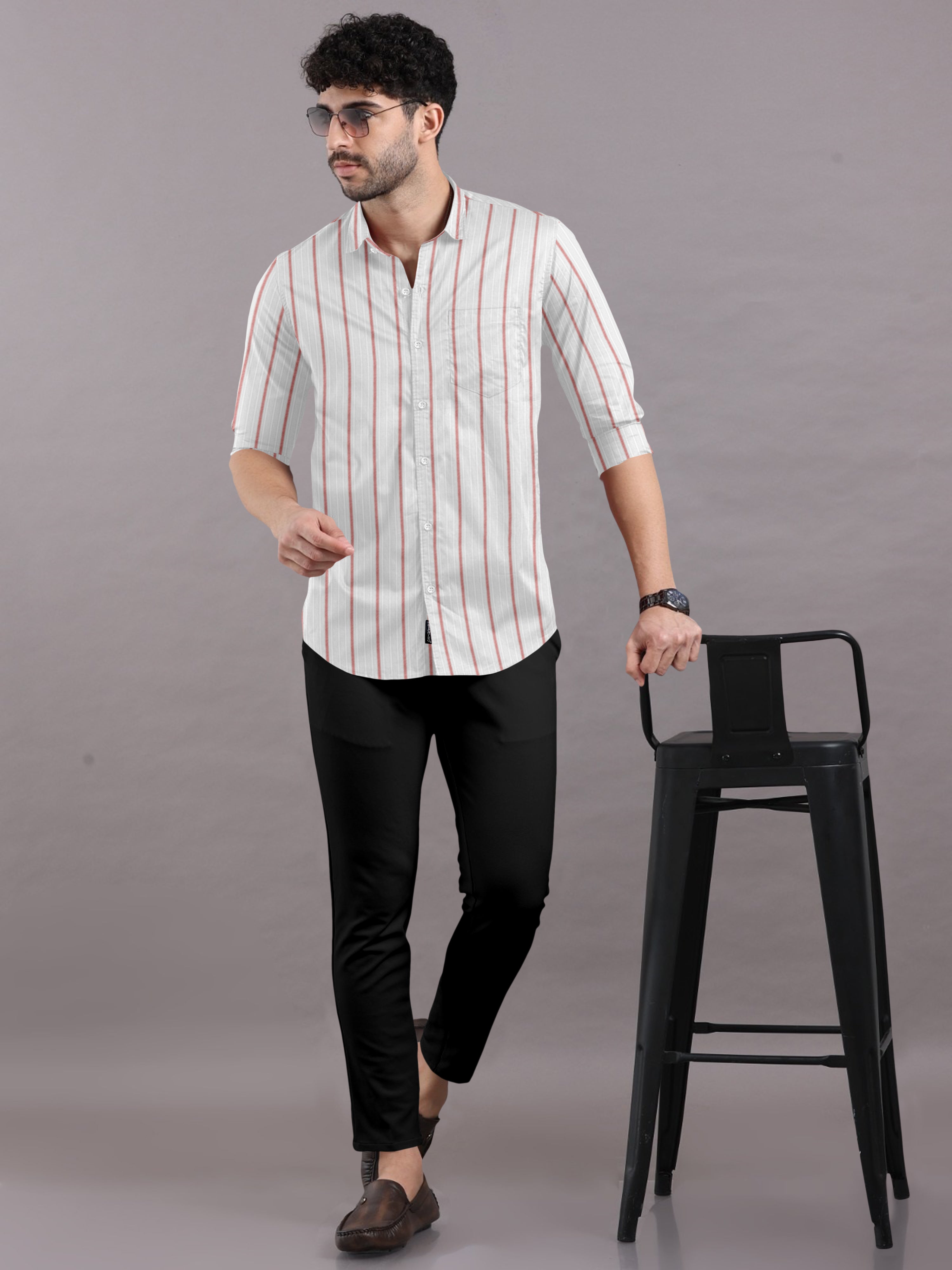 Urbanish Subtle Stripes on White Shirt