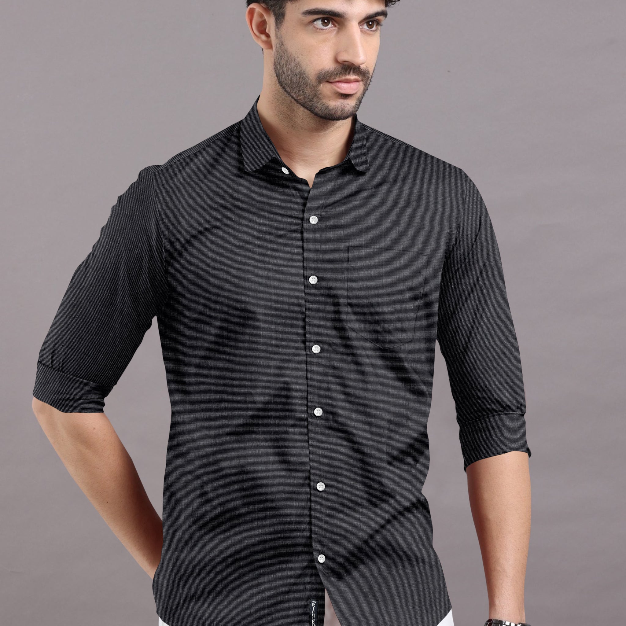Plain Black Cotton Shirt