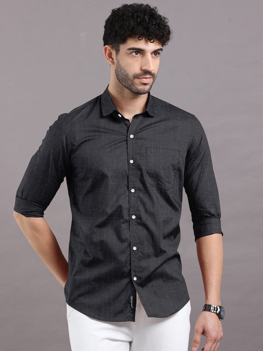 Plain Black Cotton Shirt