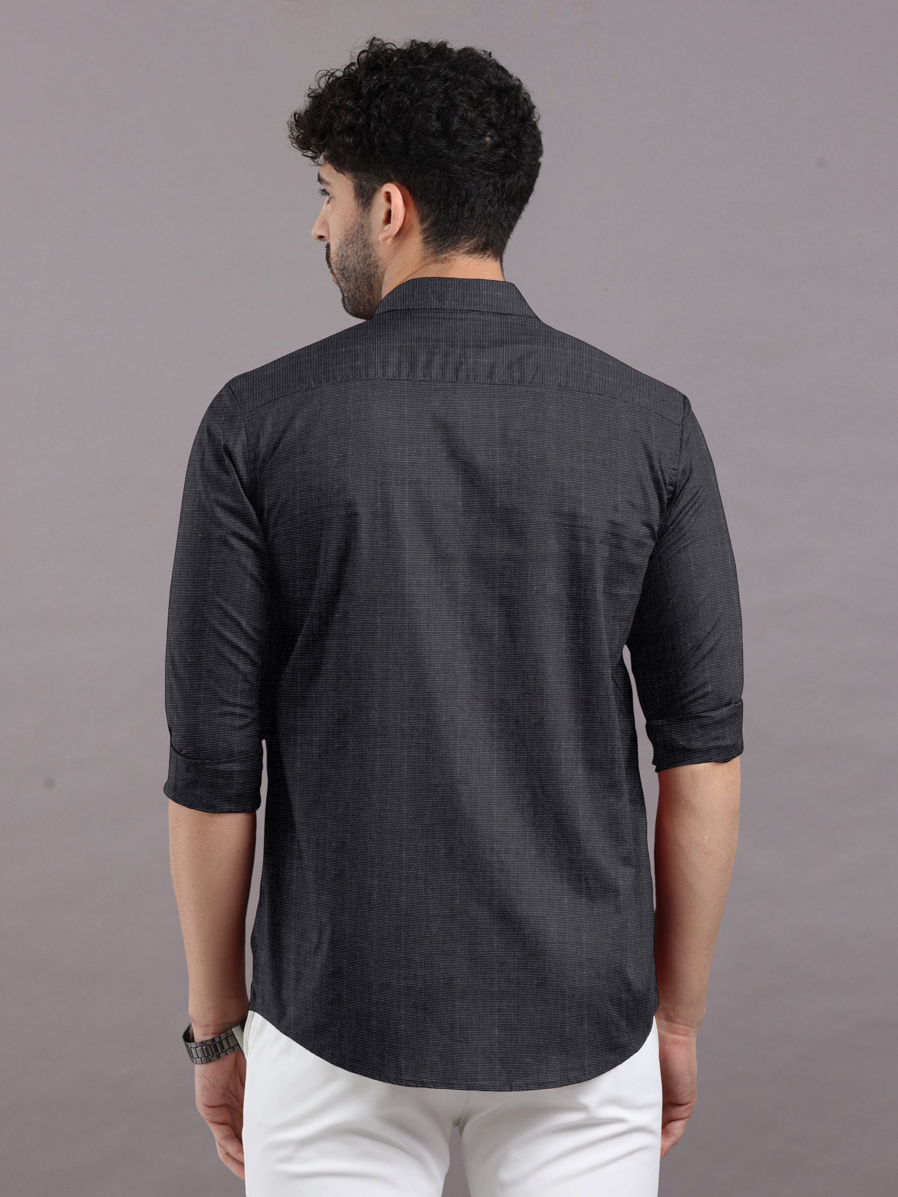 Plain Black Cotton Shirt