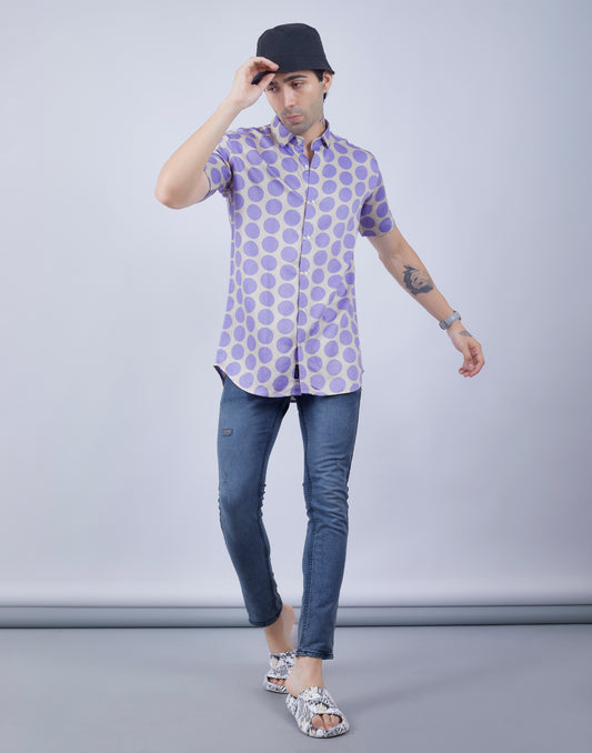 Lavender Dots Half Sleeve Shirt