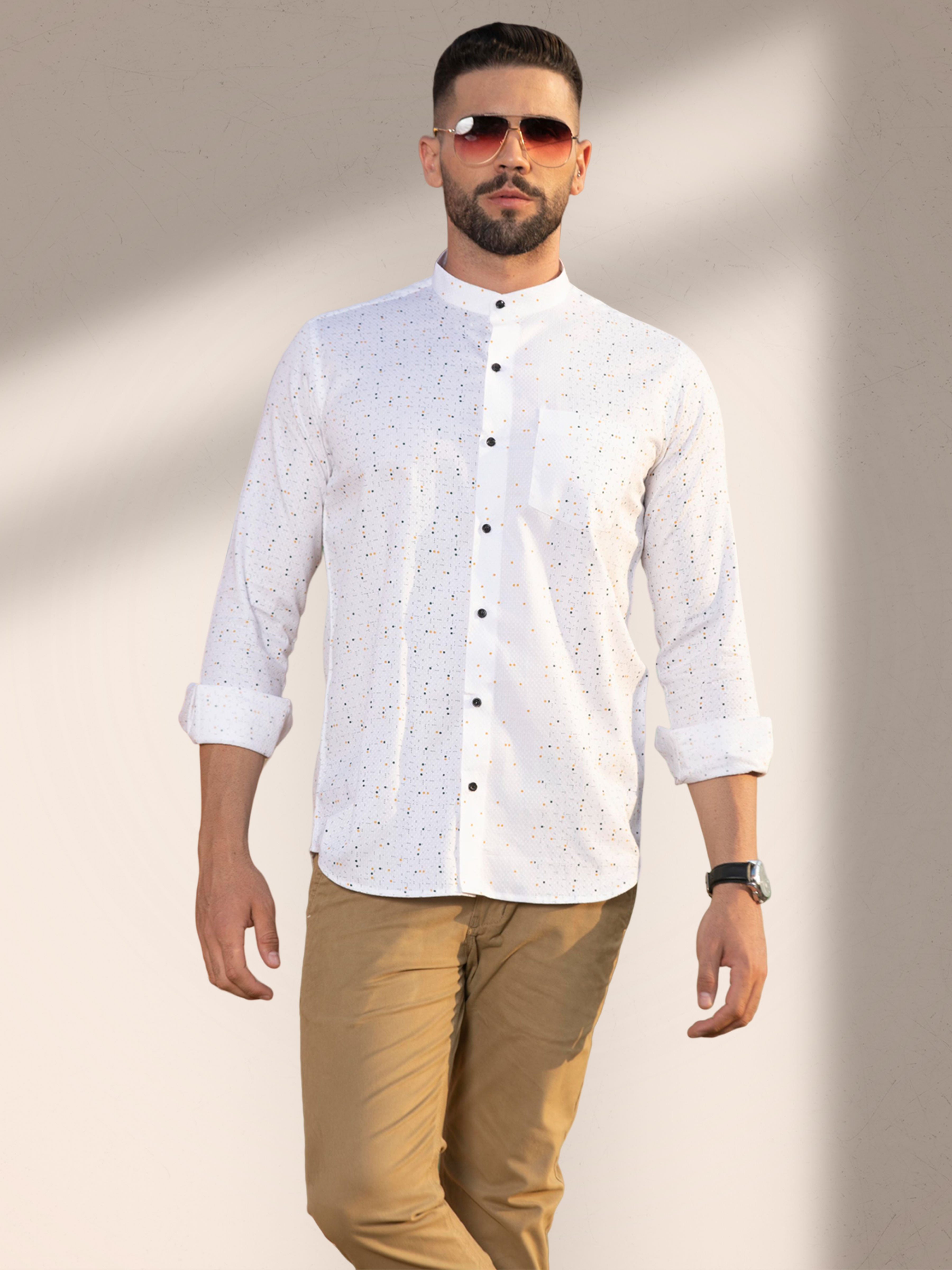 Men's white cotton shirt