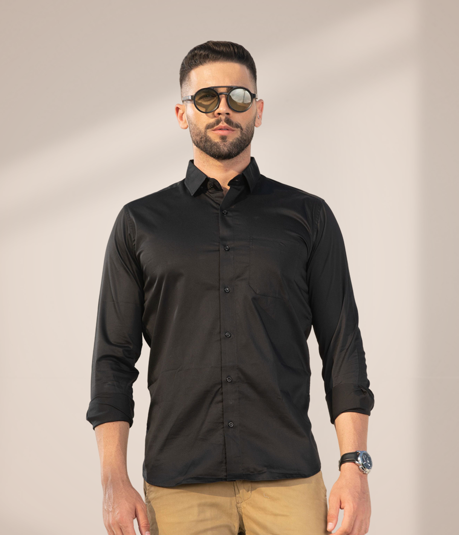 Black giza cotton office wear shirt