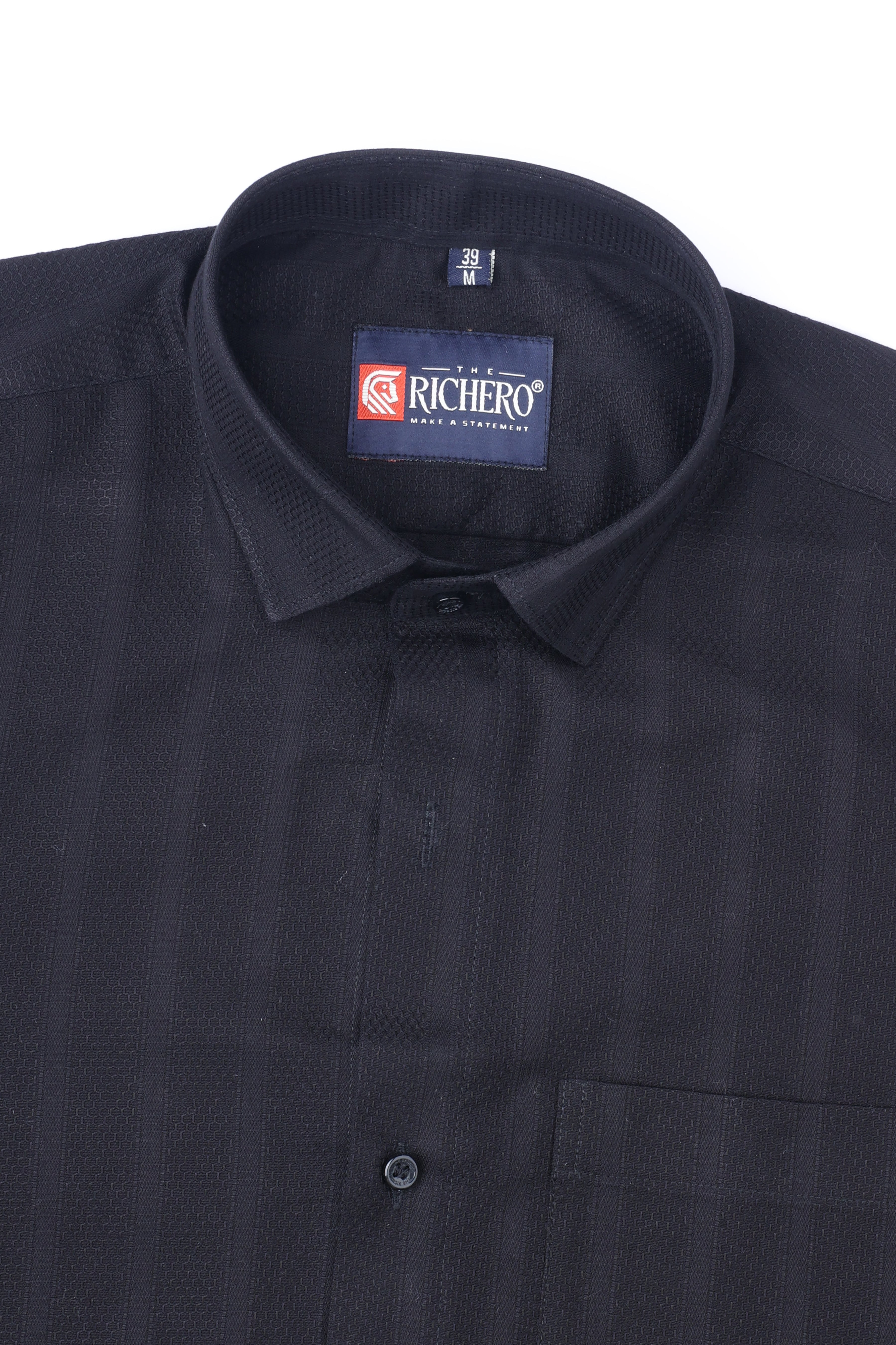 Honey Comb Black Cotton Men's Shirt