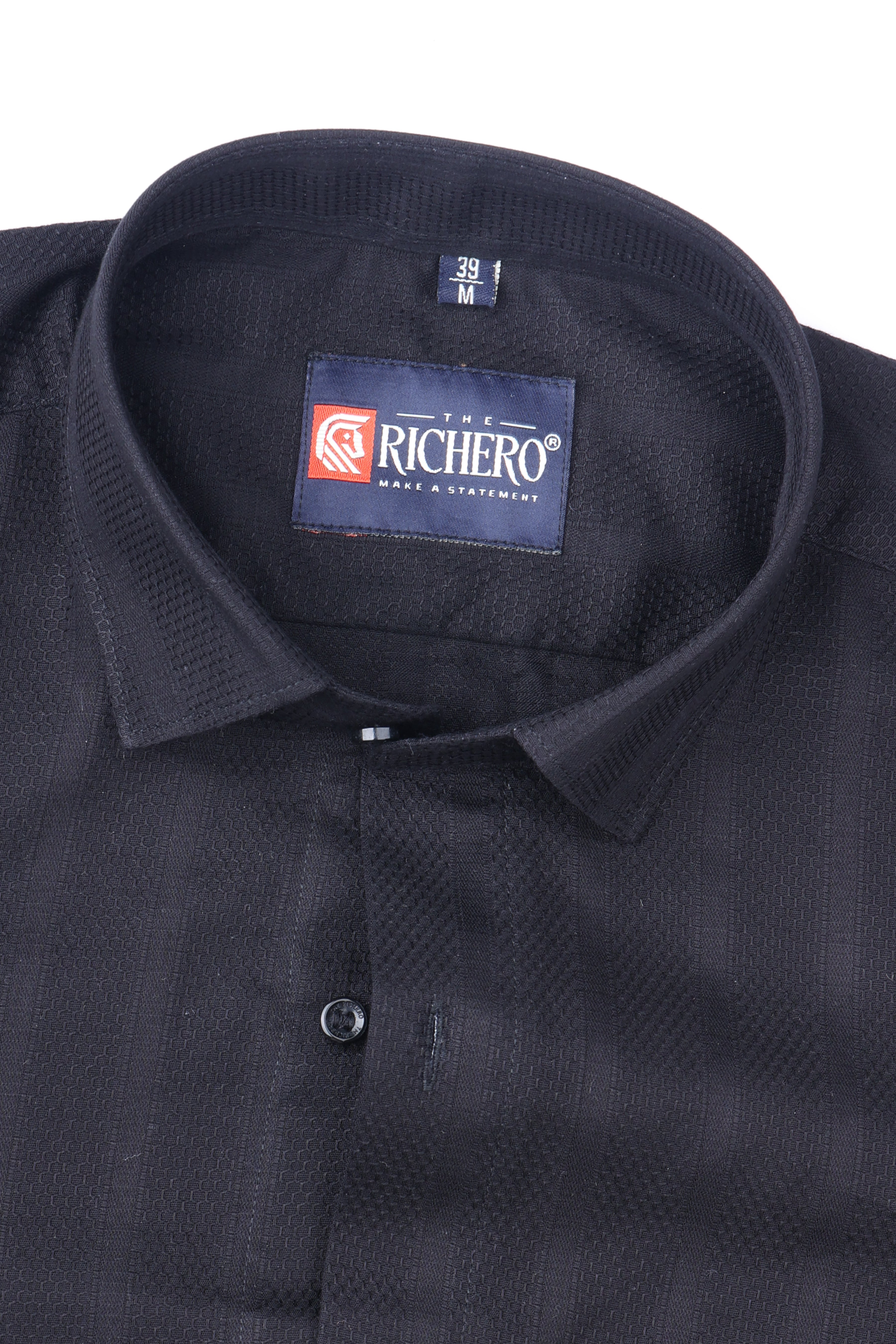 Honey Comb Black Cotton Men's Shirt