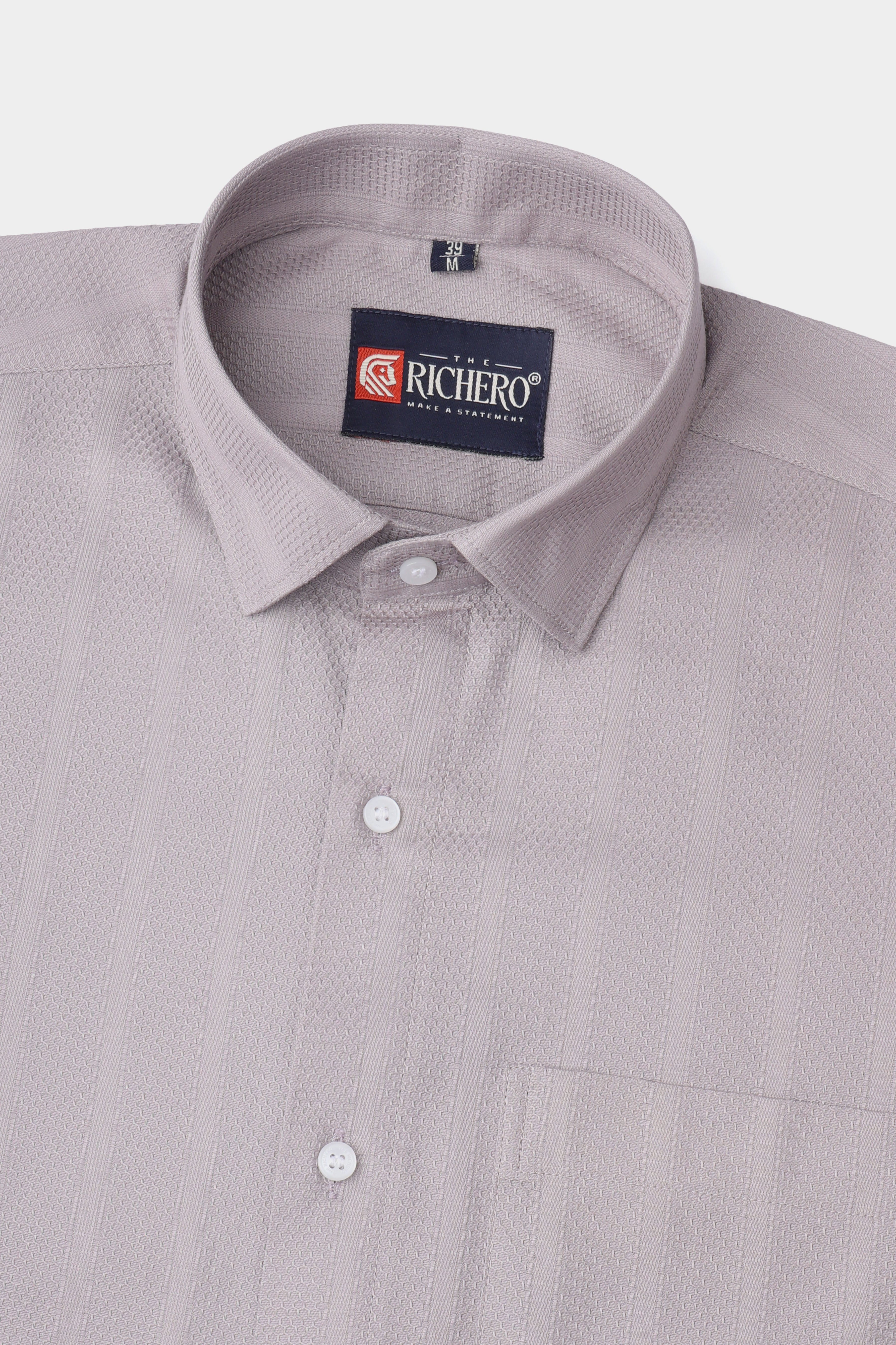 Honey Comb Grey Cotton Men's Shirt