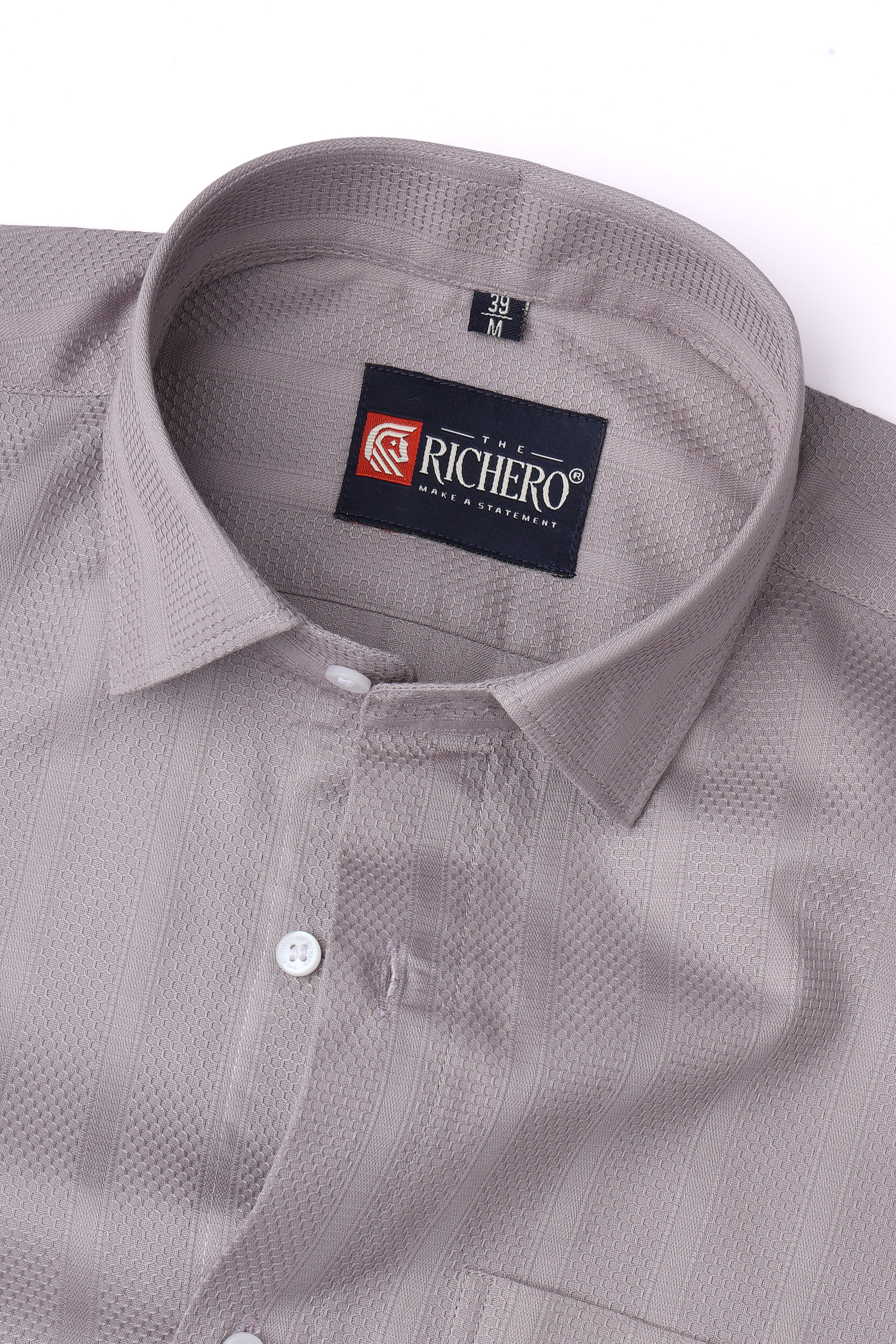 Honey Comb Grey Cotton Men's Shirt