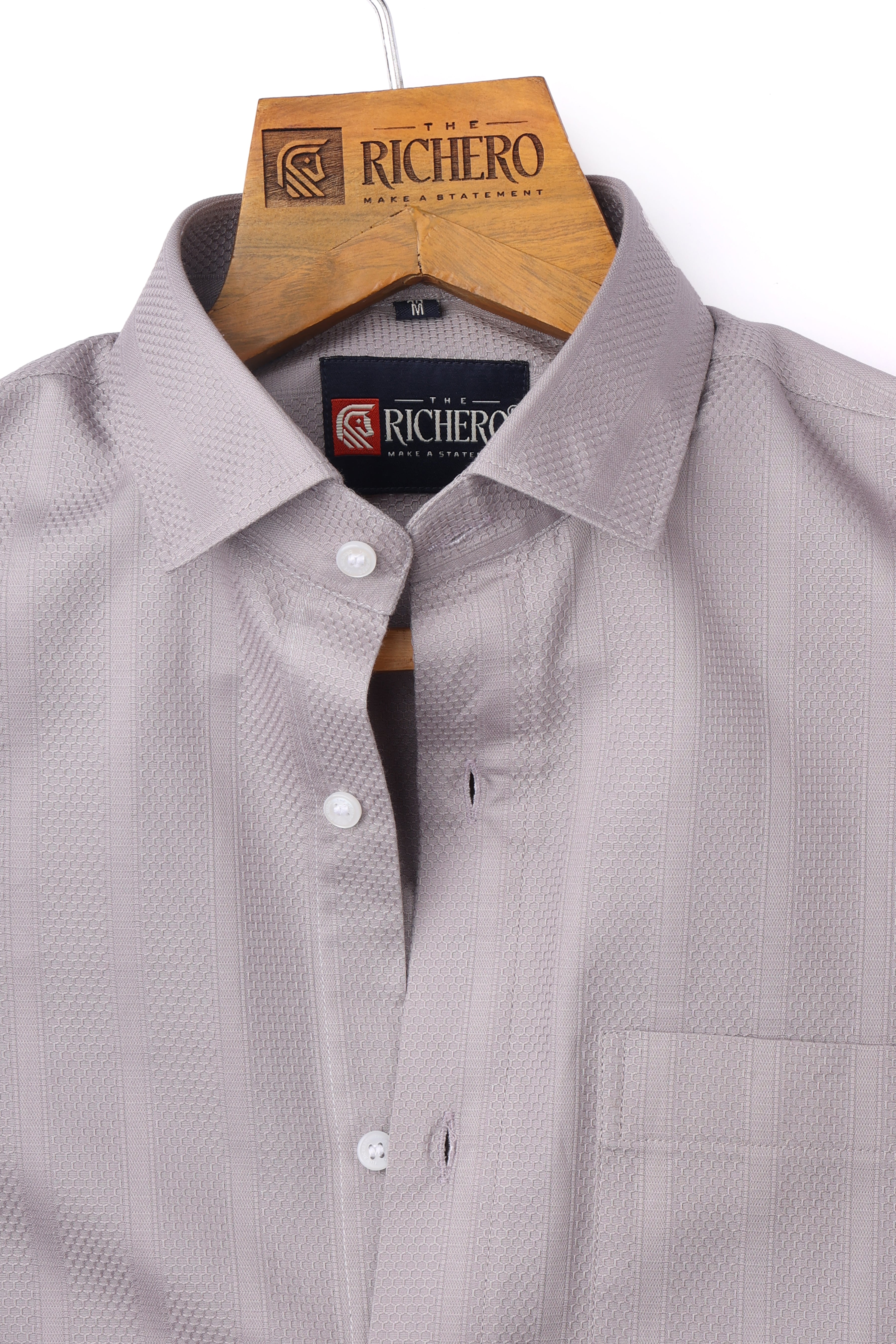 Honey Comb Grey Cotton Men's Shirt