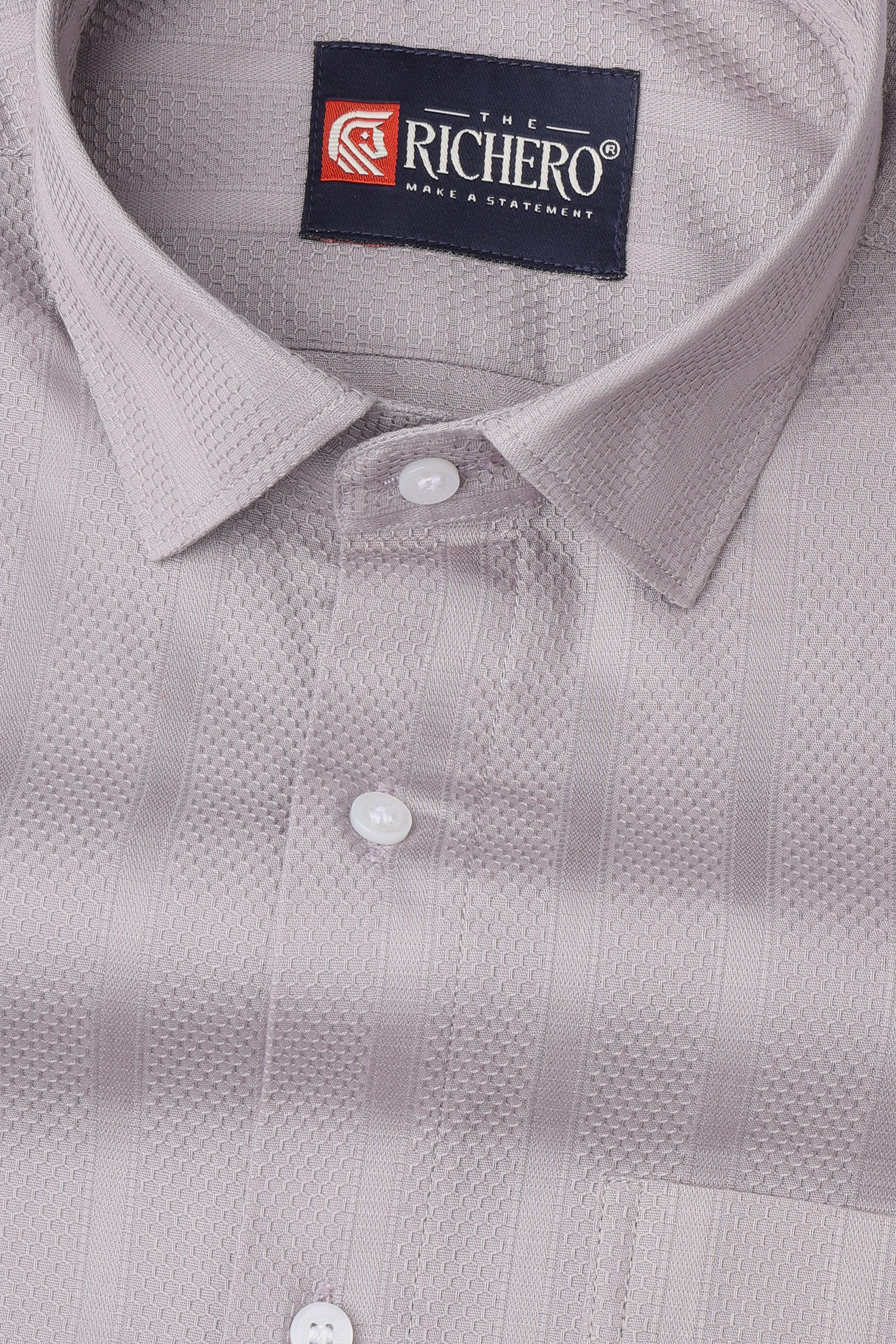 Honey Comb Grey Cotton Men's Shirt